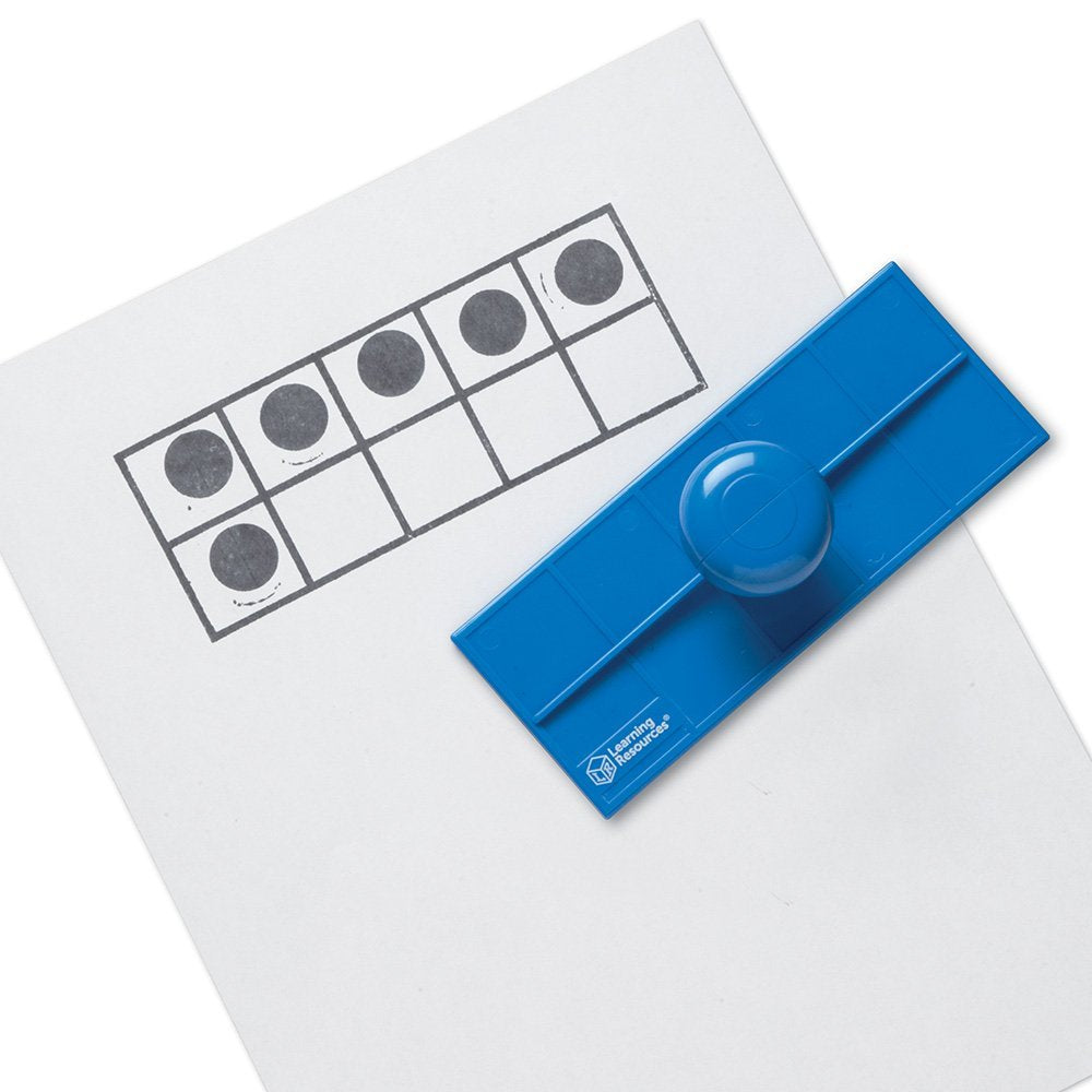 Learning Resources Ten Frame Stamp, Hands-On Early Arithmetic Tool for Counting, Number Patterns, and Basic Maths Skills, Includes 4 Write & Wipe Boards and 100 Magnetic Disks