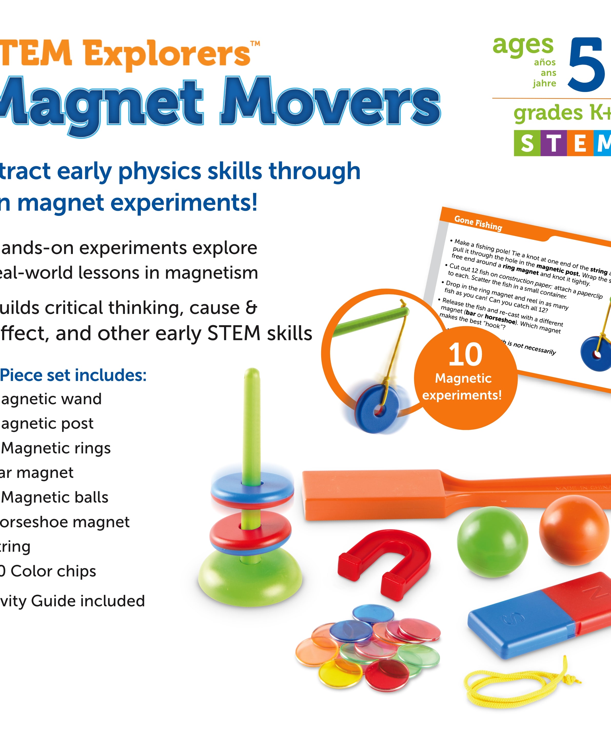Learning Resources STEM Explorers Magnet Movers, Hands-On Magnetism Experiment Set for Kids, Ages 5+