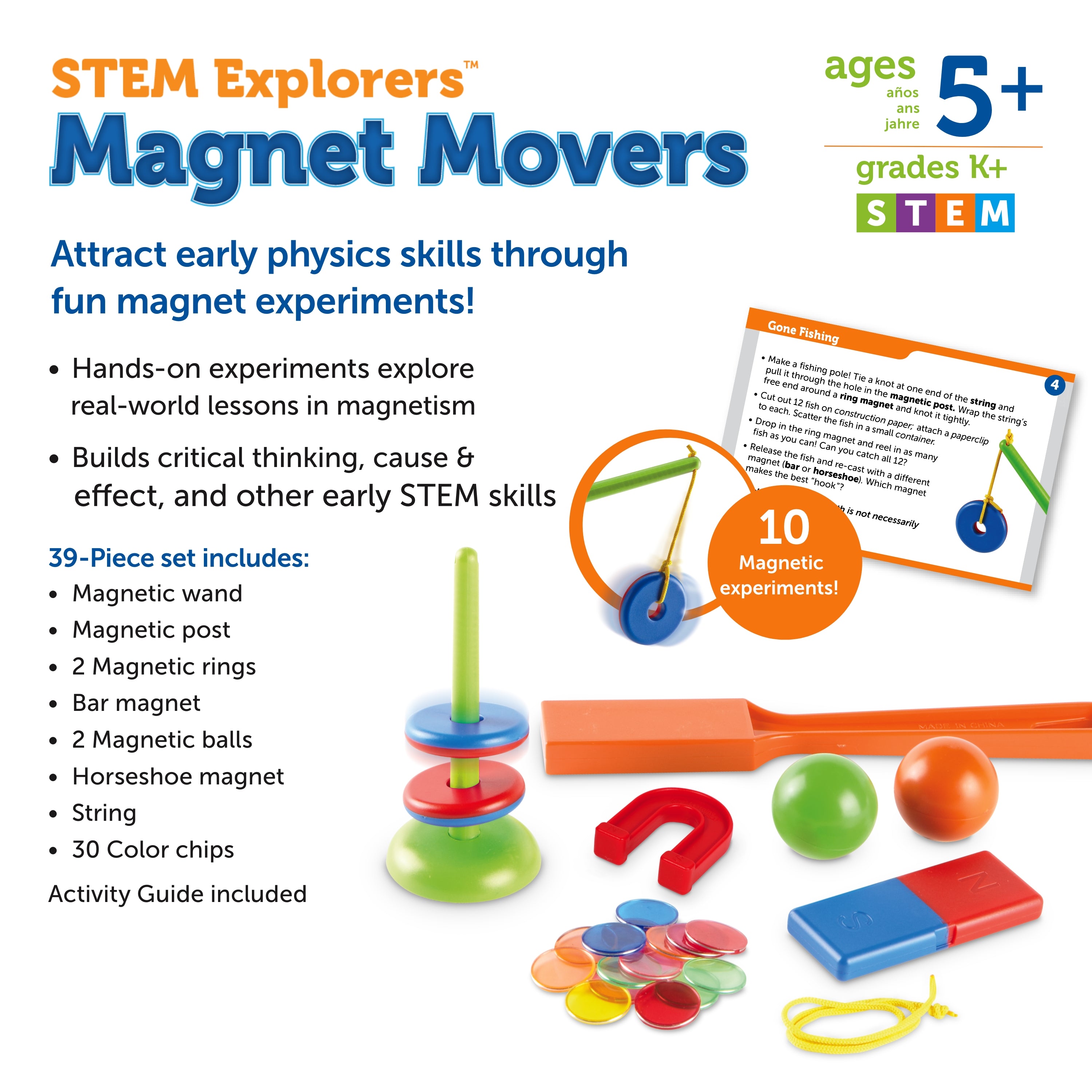 Learning Resources STEM Explorers Magnet Movers, Hands-On Magnetism Experiment Set for Kids, Ages 5+