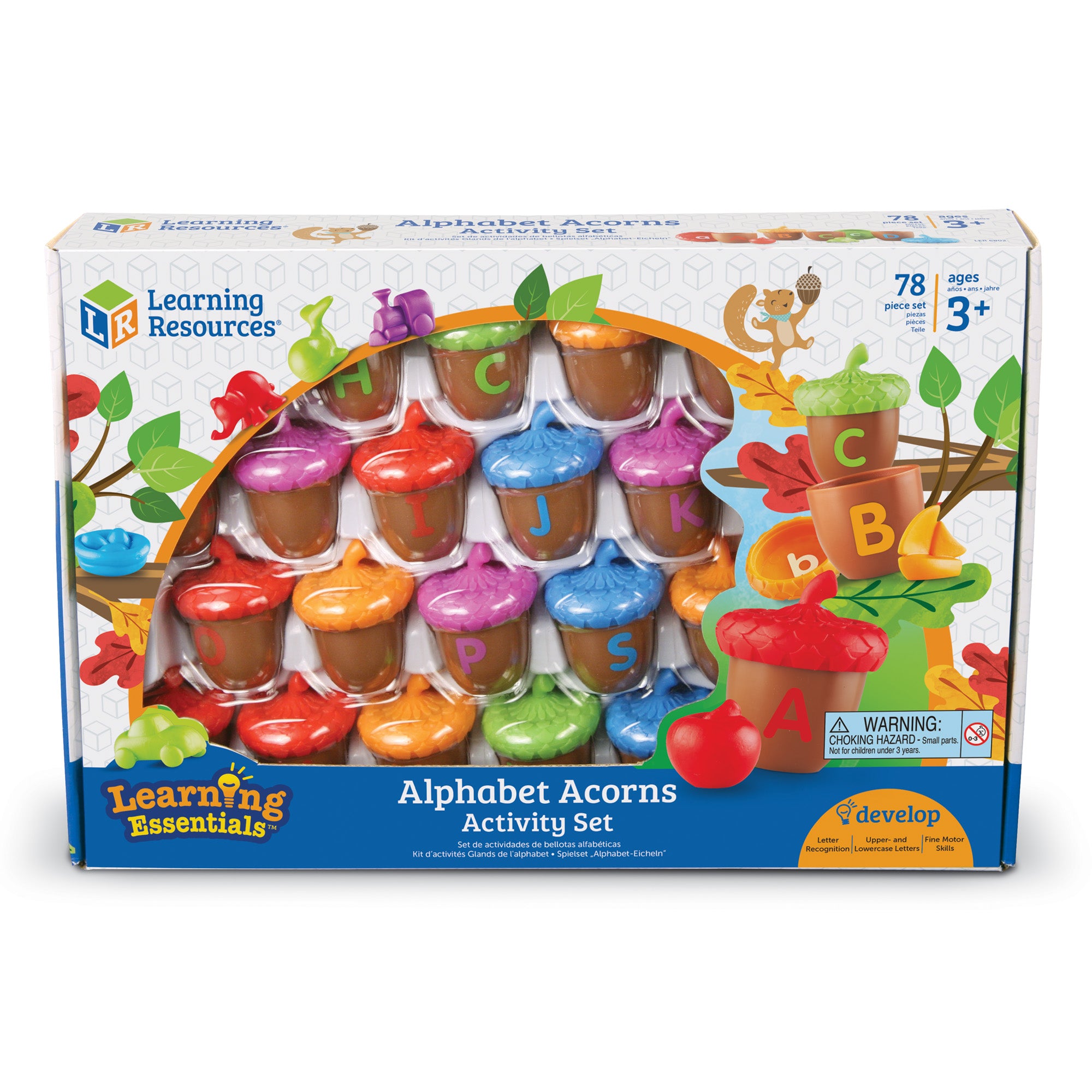 Learning Resources Alphabet Acorns Activity Set, Early Literacy and Phonics Toy for Kids Aged 3 and Up, 26 Two-Piece Acorns with Matching Counters, Preschool Letter Recognition Game