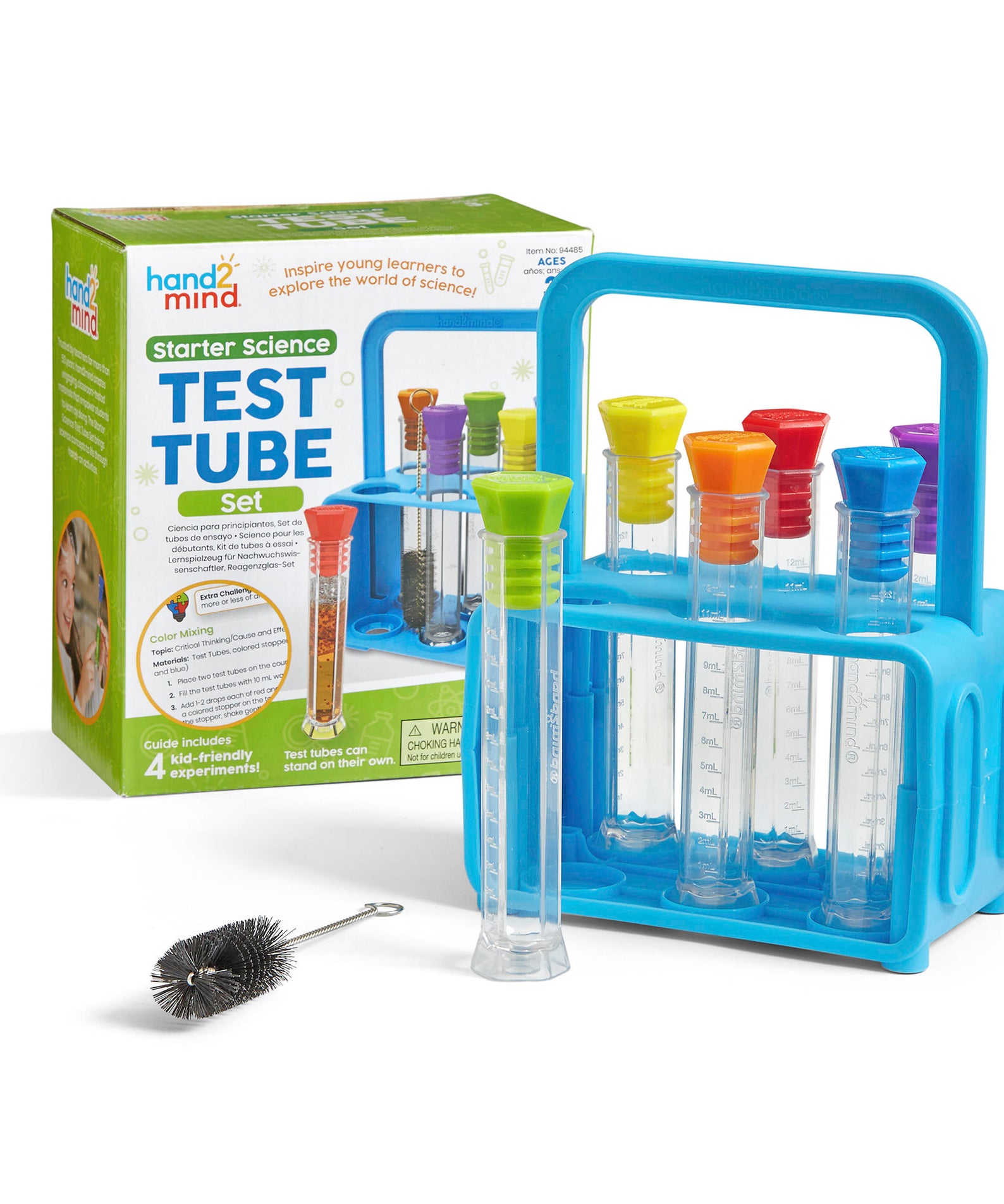 Learning Resources hand2mind Test Tube Set, Science Lab Kit for Kids with Stand, Stoppers, and Activity Guide, Ages 5+