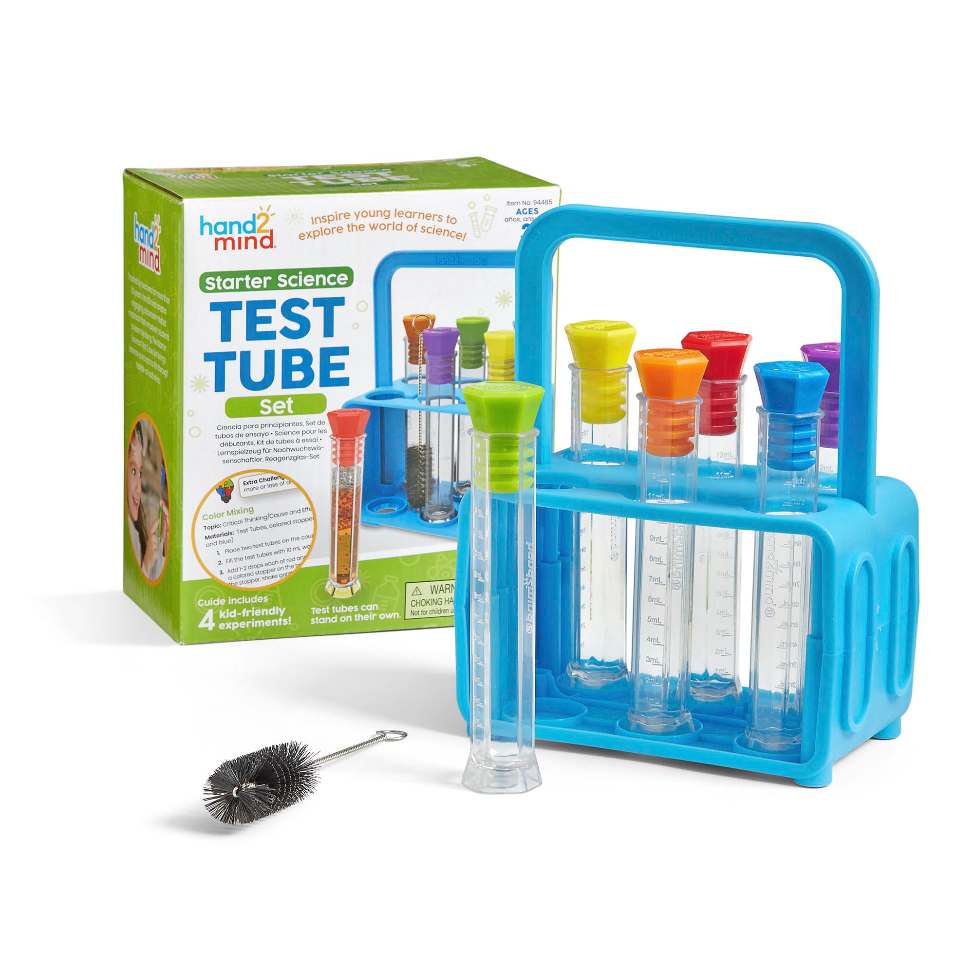 Learning Resources hand2mind Test Tube Set, Science Lab Kit for Kids with Stand, Stoppers, and Activity Guide, Ages 5+