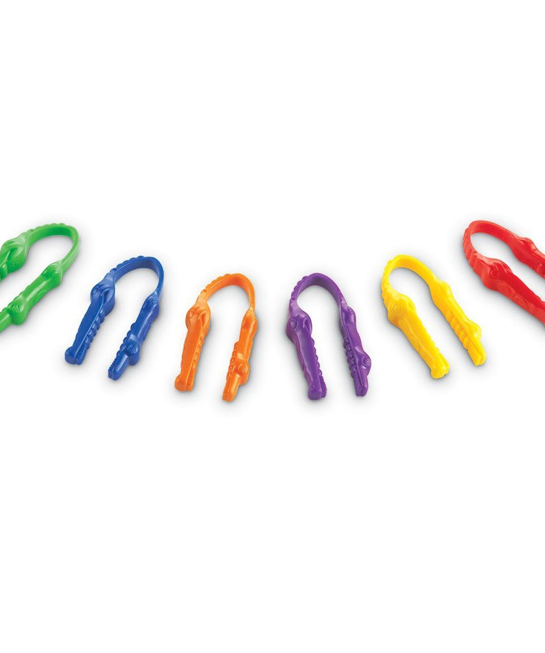 Learning Resources Gator Grabber Tweezers, Set of 12, Fine Motor Skills Tool for Toddlers, Supports Early Science Exploration, Includes Storage Bucket, Ages 2+