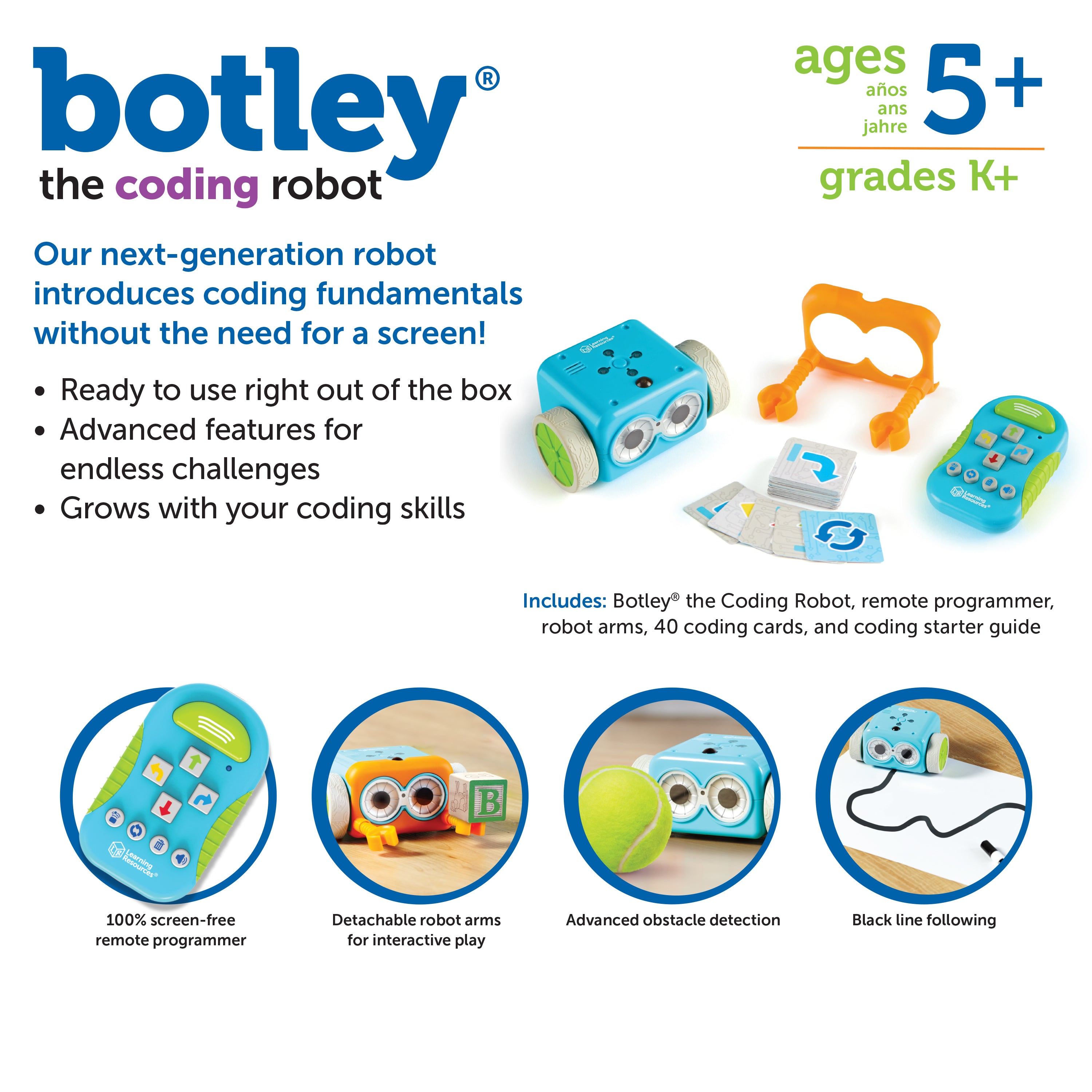 Learning Resources Botley the Coding Robot, Early Coding and STEM Learning Robot for Kids Aged 5+