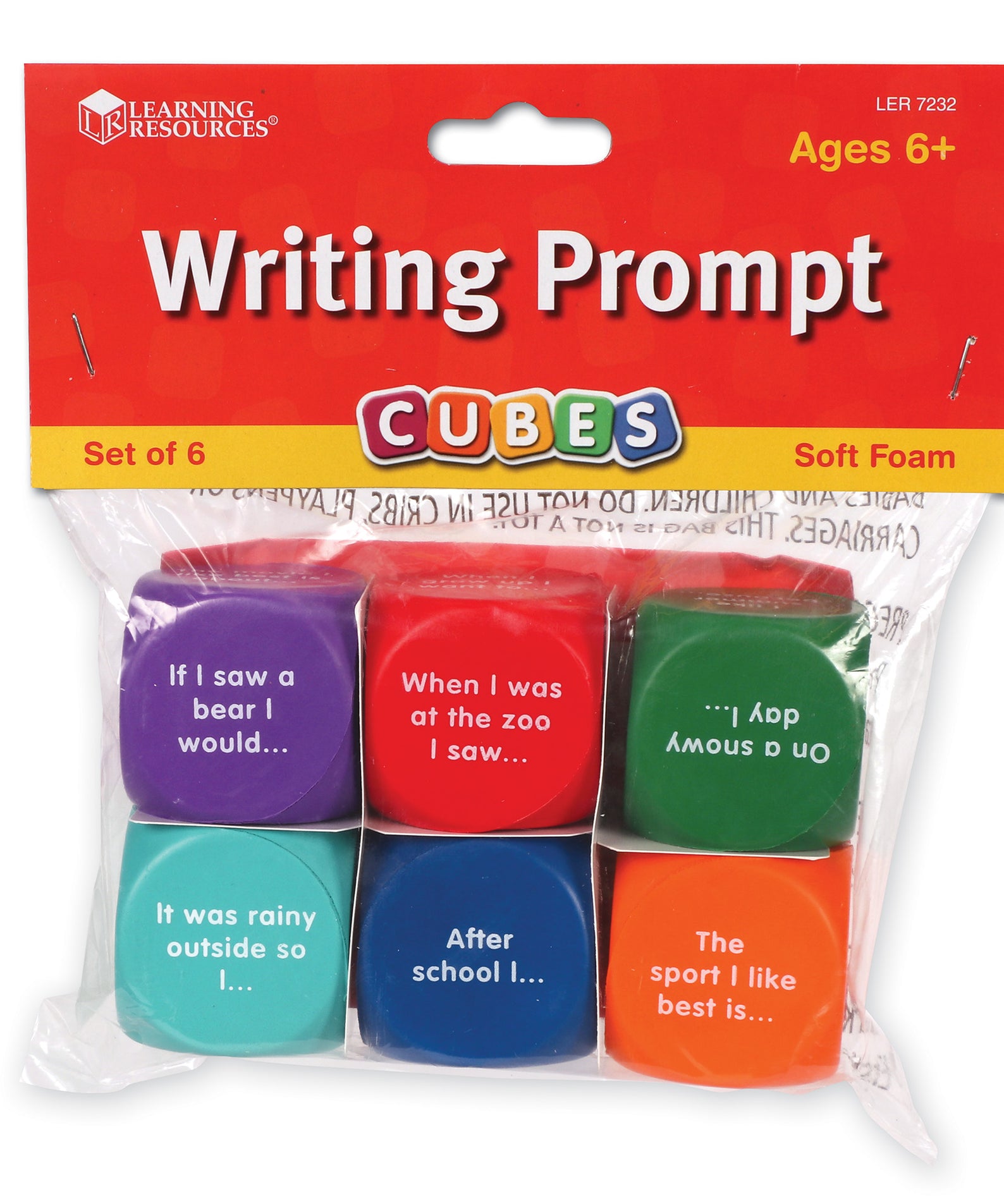 Learning Resources Writing Prompt Cubes, Creative Storytelling & Writing Activity for Kids, Set of 6 Foam Dice with 36 Prompts, Encourages Imaginative Thinking & Literacy Skills