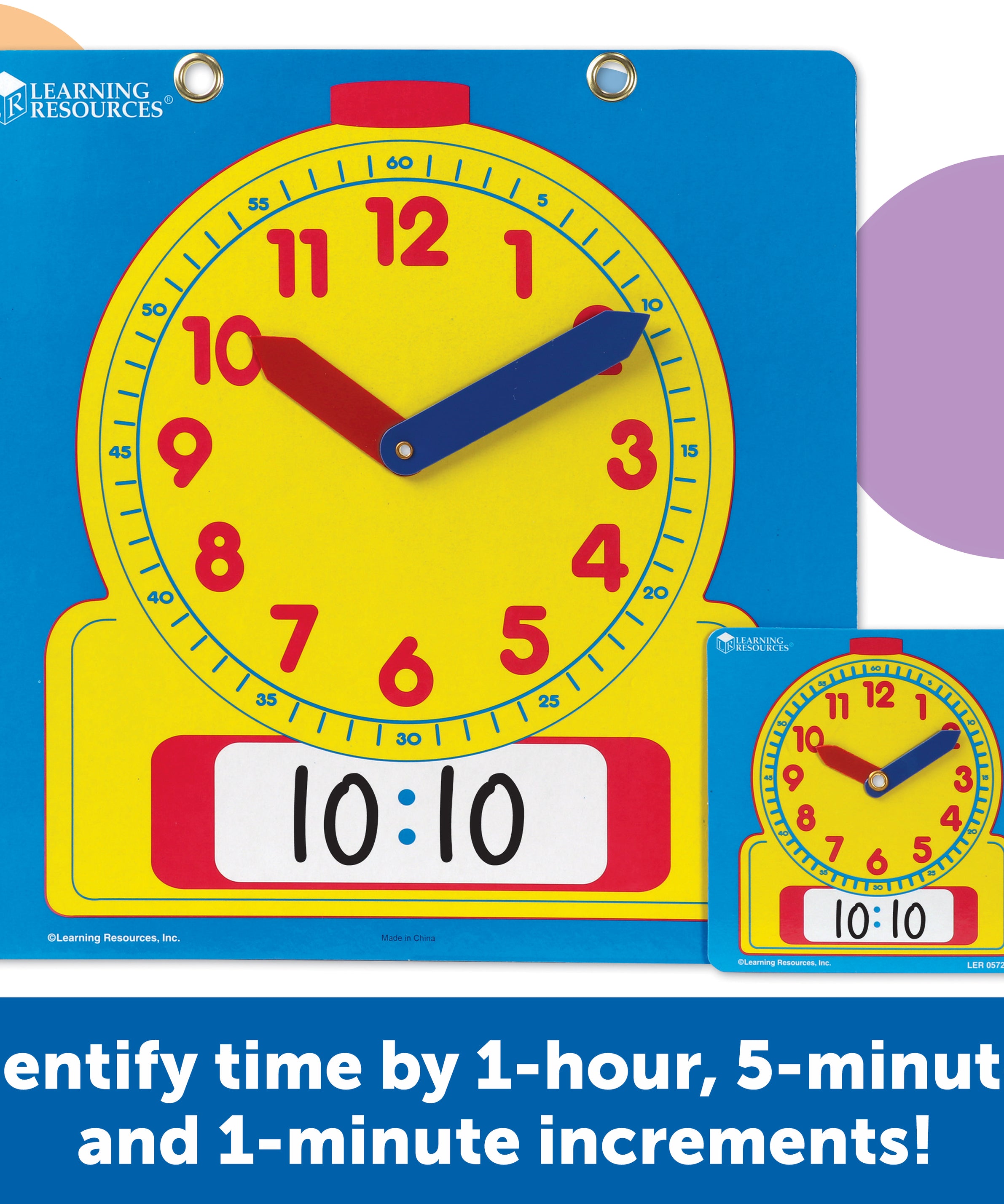 Learning Resources Write and Wipe Clocks Classroom Set, Includes 1 Demonstration Clock and 24 Student Clocks with Movable Hands, Ages 6 Plus