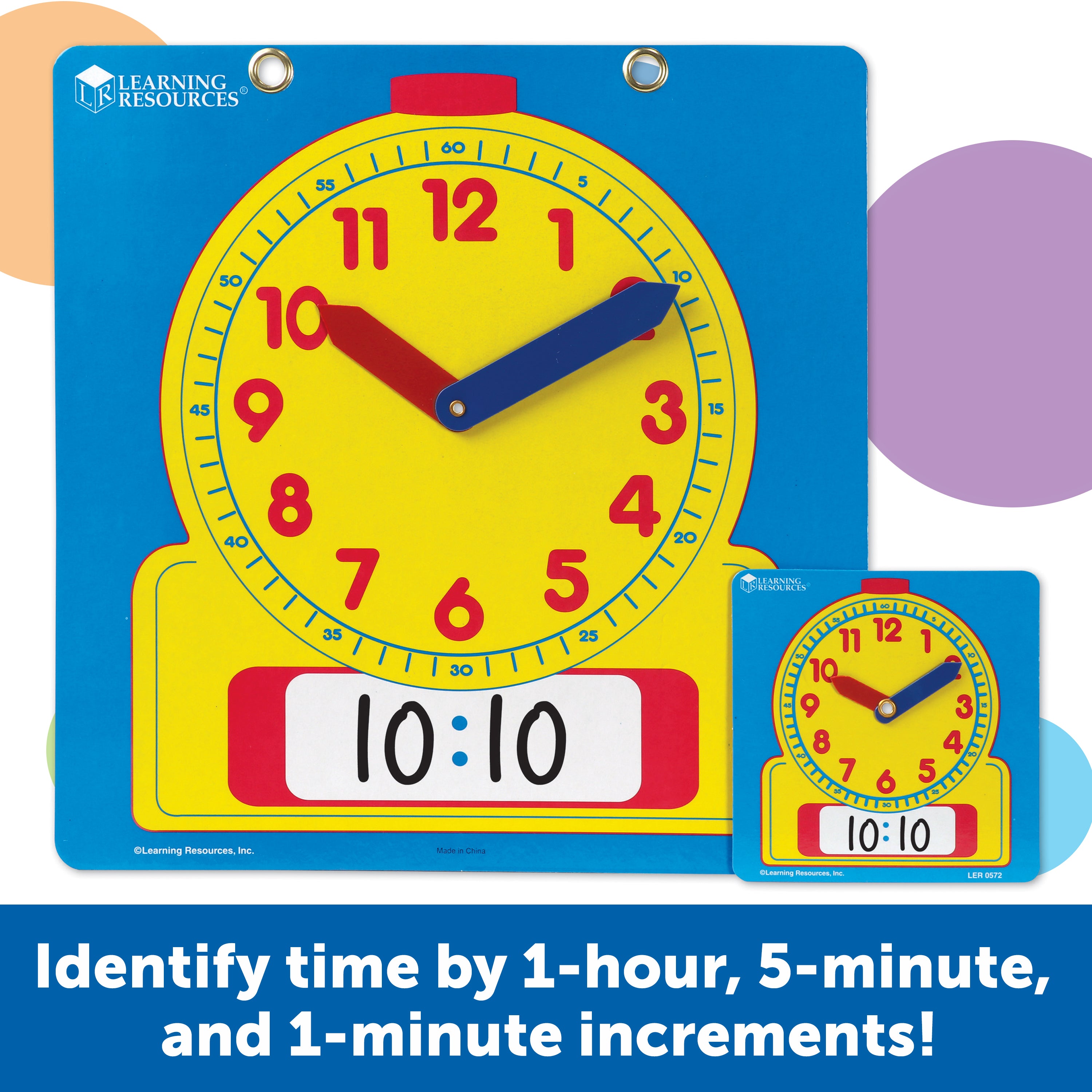 Learning Resources Write and Wipe Clocks Classroom Set, Includes 1 Demonstration Clock and 24 Student Clocks with Movable Hands, Ages 6 Plus
