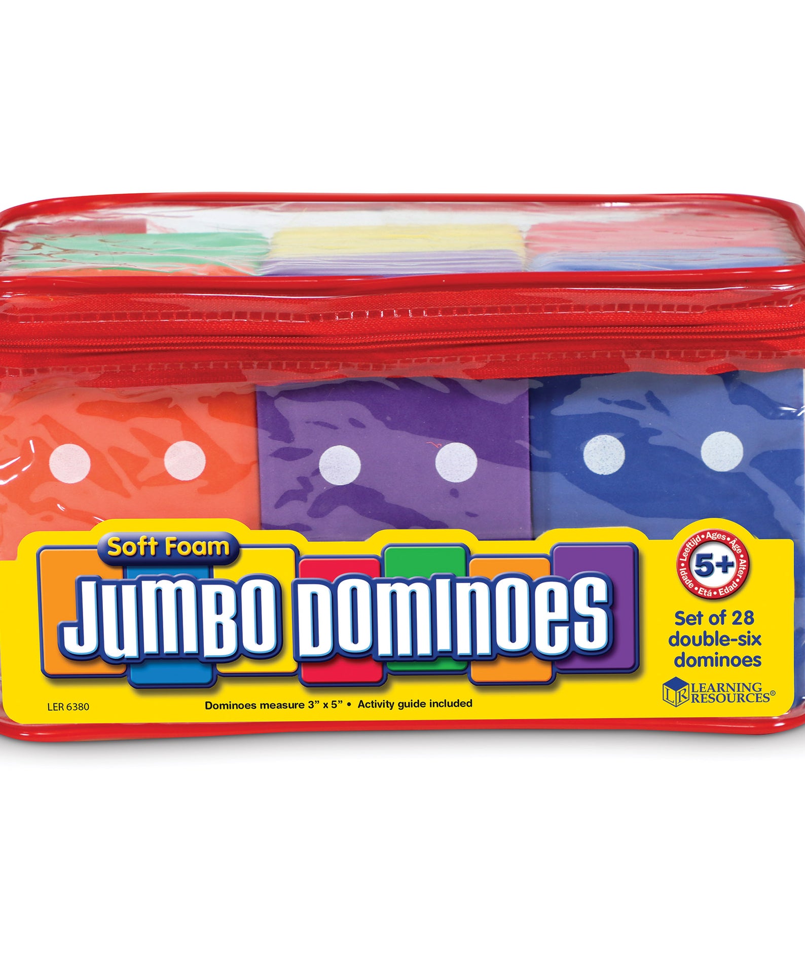 Learning Resources Jumbo Foam Dominoes, Set of 28 Soft, Colourful Dominoes for Kids, Jumbo Size for Little Hands, Quiet Classroom or Home Learning Game, Ages 5+