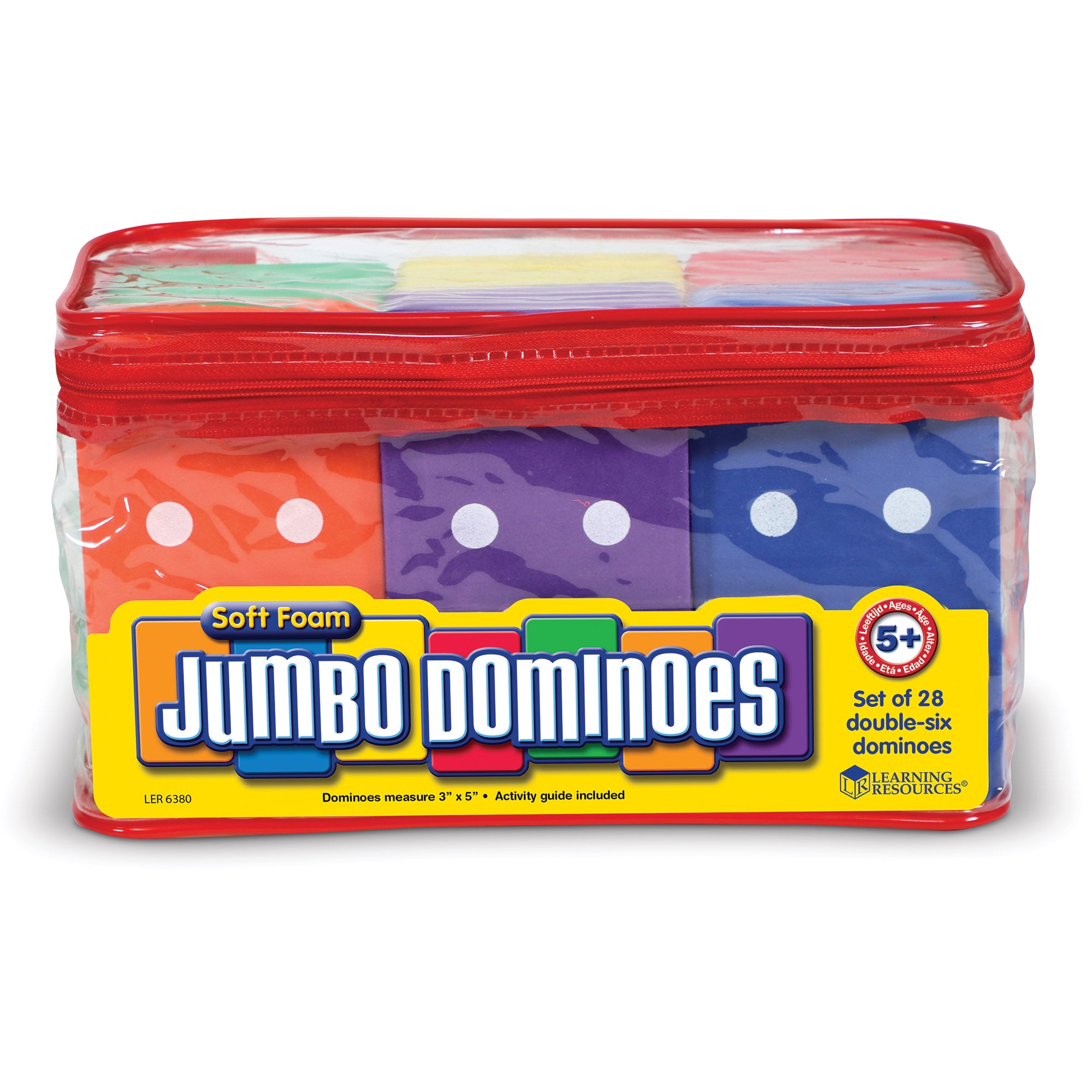 Learning Resources Jumbo Foam Dominoes, Set of 28 Soft, Colourful Dominoes for Kids, Jumbo Size for Little Hands, Quiet Classroom or Home Learning Game, Ages 5+