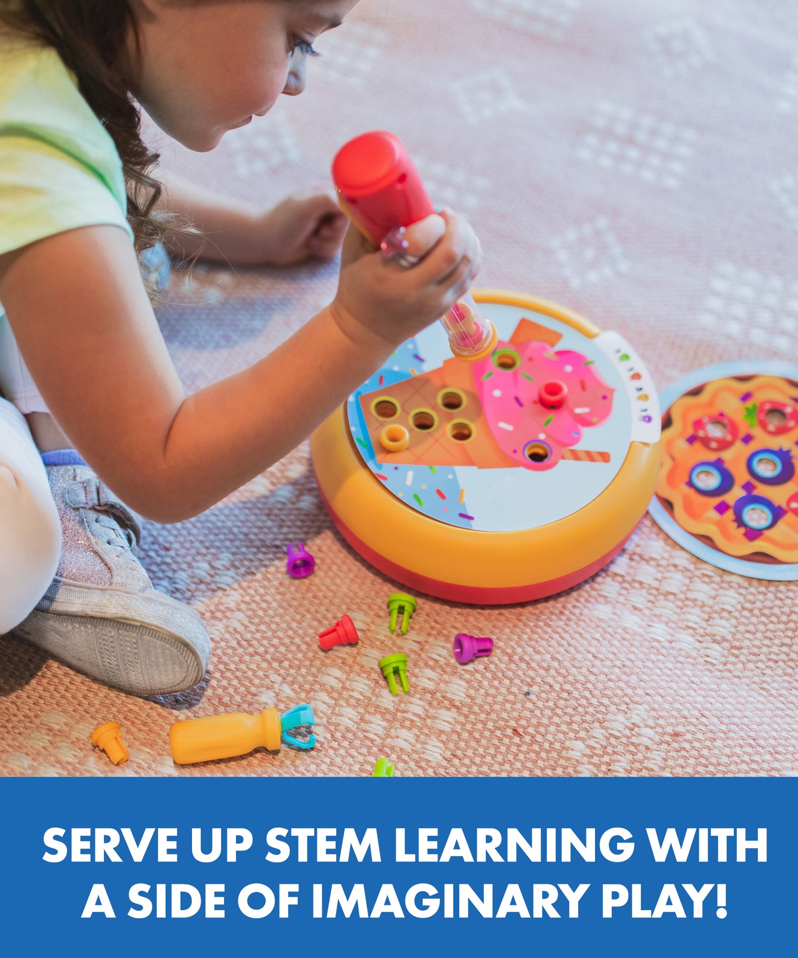 Learning Resources Design and Drill Creative Café, Fine Motor STEM Toy with Rivet Popper and Activity Cards, Portable Playset for Ages 3 Plus