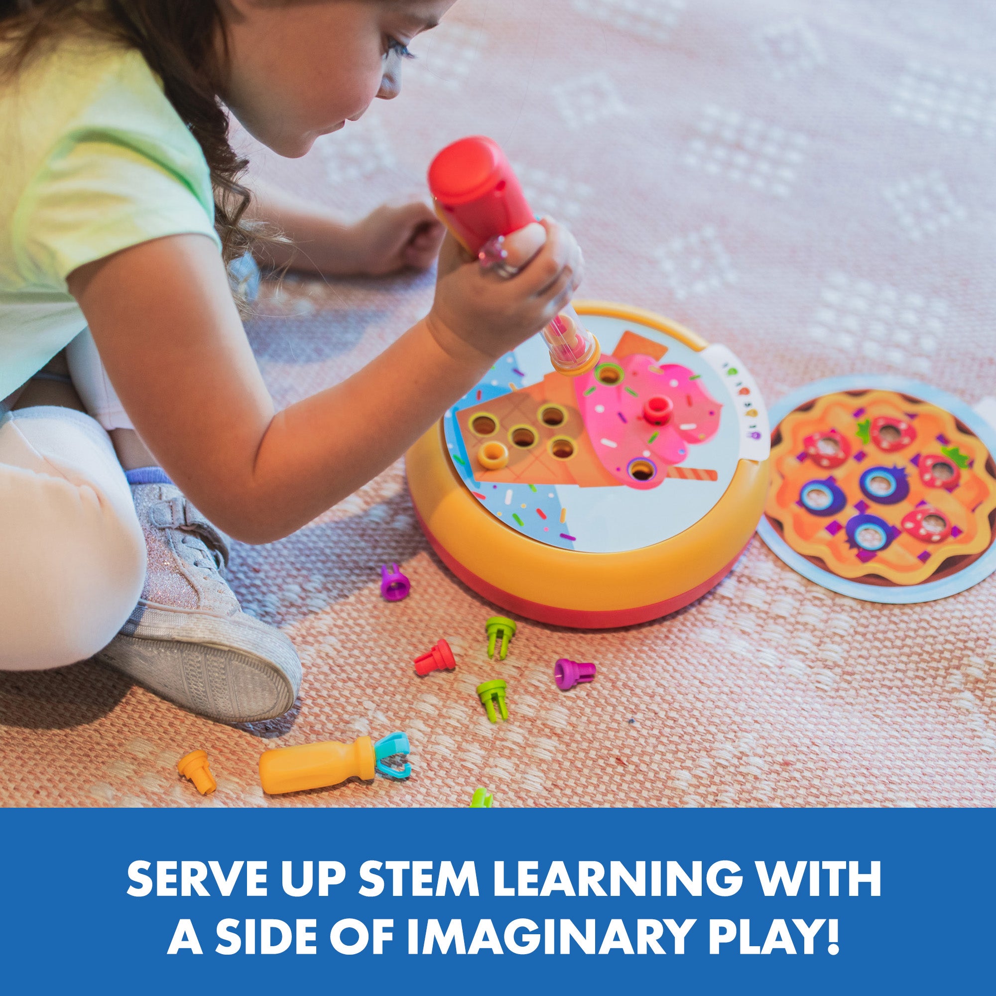 Learning Resources Design and Drill Creative Café, Fine Motor STEM Toy with Rivet Popper and Activity Cards, Portable Playset for Ages 3 Plus