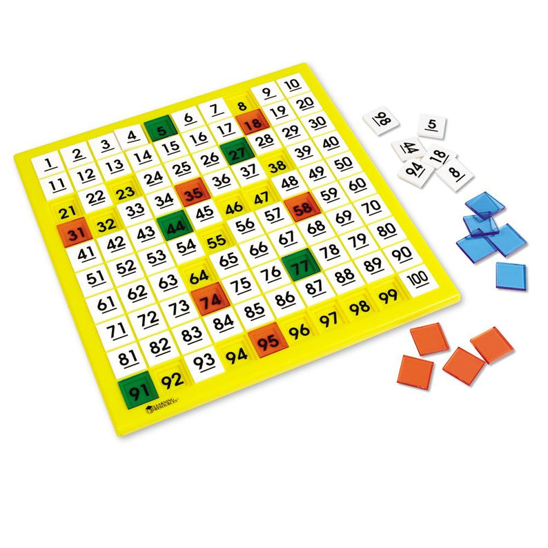 Learning Resources Hundred Number Board, Plastic, Versatile Math Resource for Number Recognition, Patterning, and Graphing Activities, Includes 100 Tiles and Activity Guide, Ages 5+