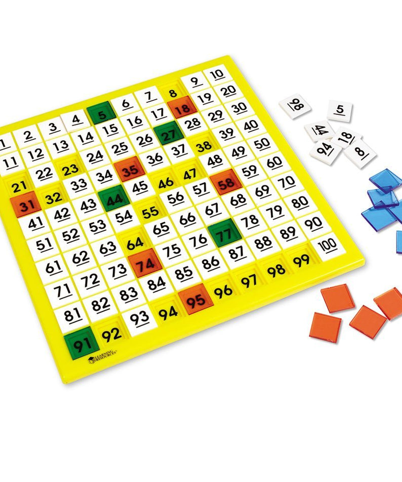 Learning Resources Hundred Number Board, Plastic, Versatile Math Resource for Number Recognition, Patterning, and Graphing Activities, Includes 100 Tiles and Activity Guide, Ages 5+