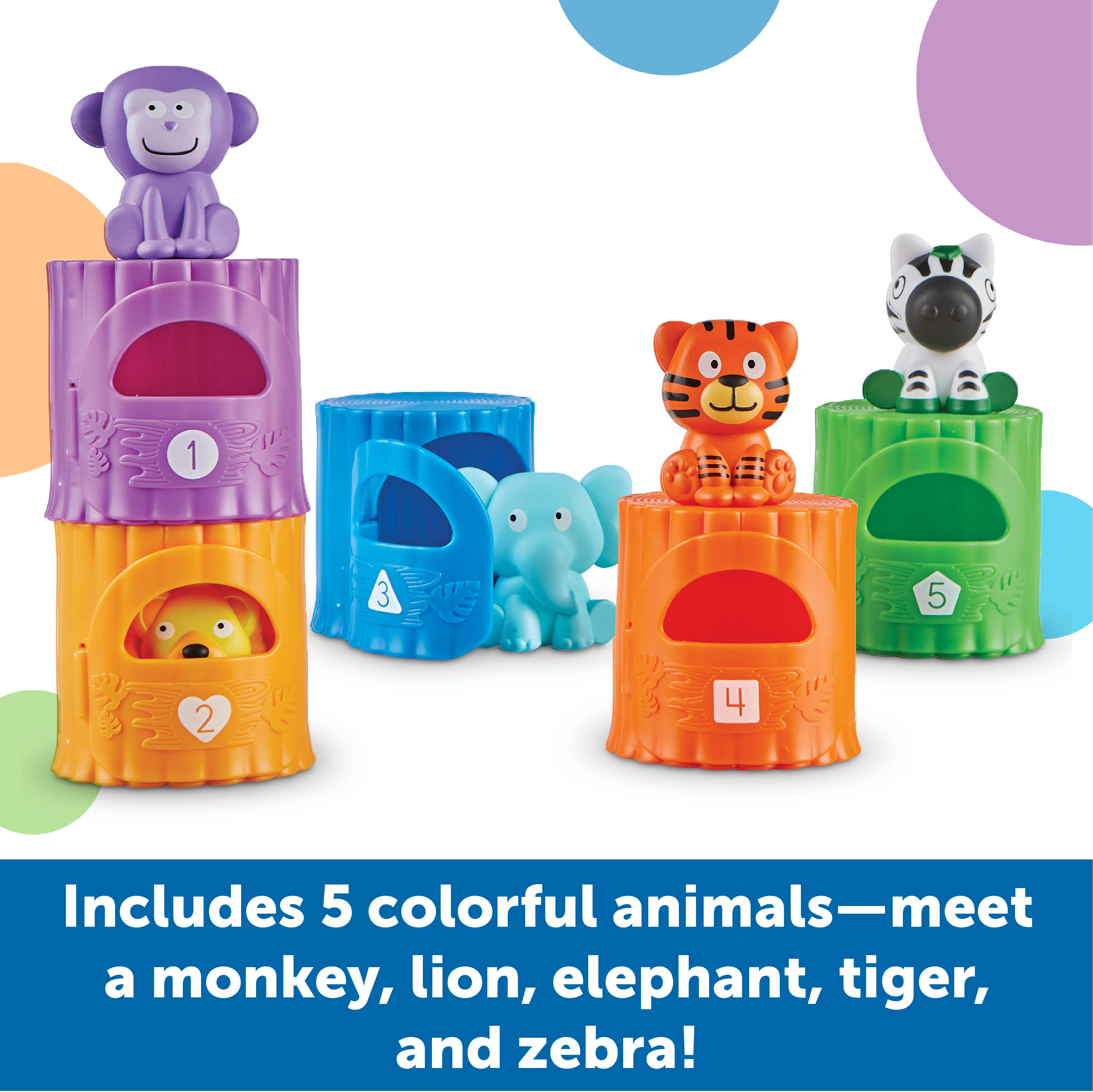 Learning Resources Peekaboo Learning Jungle Playset, Interactive Toddler Toy for Counting, Colours, and Fine Motor Skills