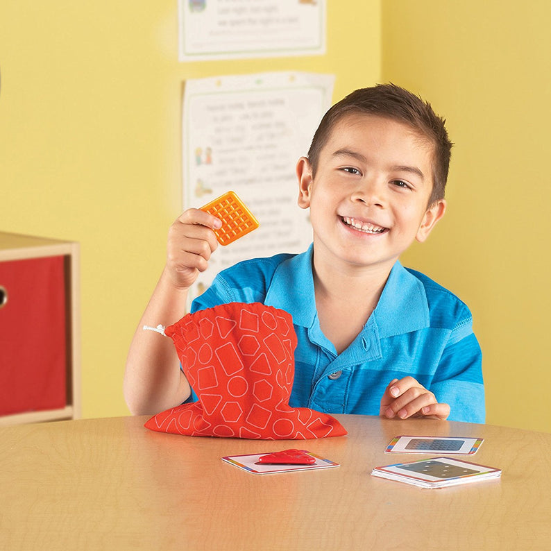 Learning Resources Teaching Tac-Tiles LER 9075, Tactile Learning Set for Early Development, Includes 20 Pieces, 10 Activity Cards, and Feely Bag for Sensory Play
