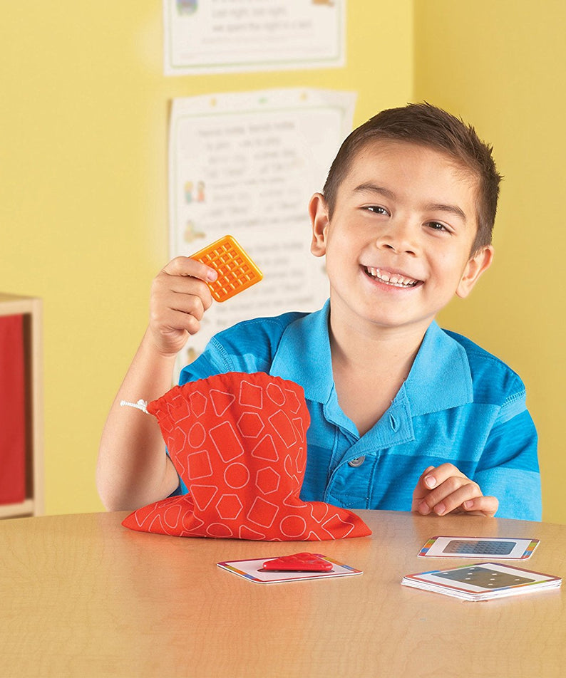 Learning Resources Teaching Tac-Tiles LER 9075, Tactile Learning Set for Early Development, Includes 20 Pieces, 10 Activity Cards, and Feely Bag for Sensory Play