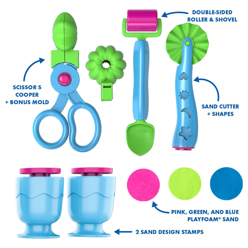 Learning Resources Playfoam Sand Sensory Set, Fine Motor Skill Development and Tactile Play, Never Dries Out, Includes Sensory Bin, Tools, and Playfoam Sand