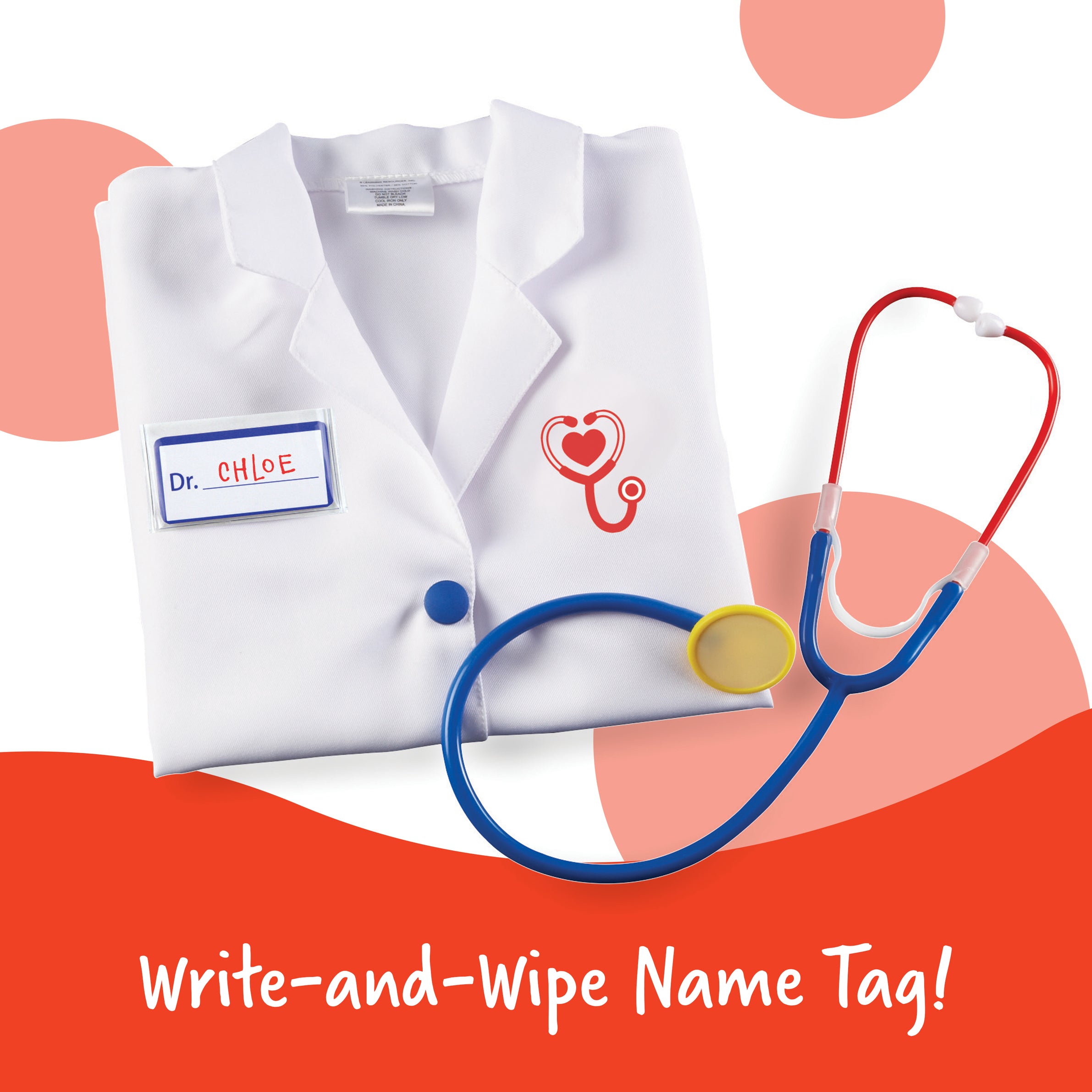 Learning Resources Doctor Play Set, Kids Doctor Costume with Coat, Stethoscope & Name Badge, Pretend Play Dress-Up for Ages 36