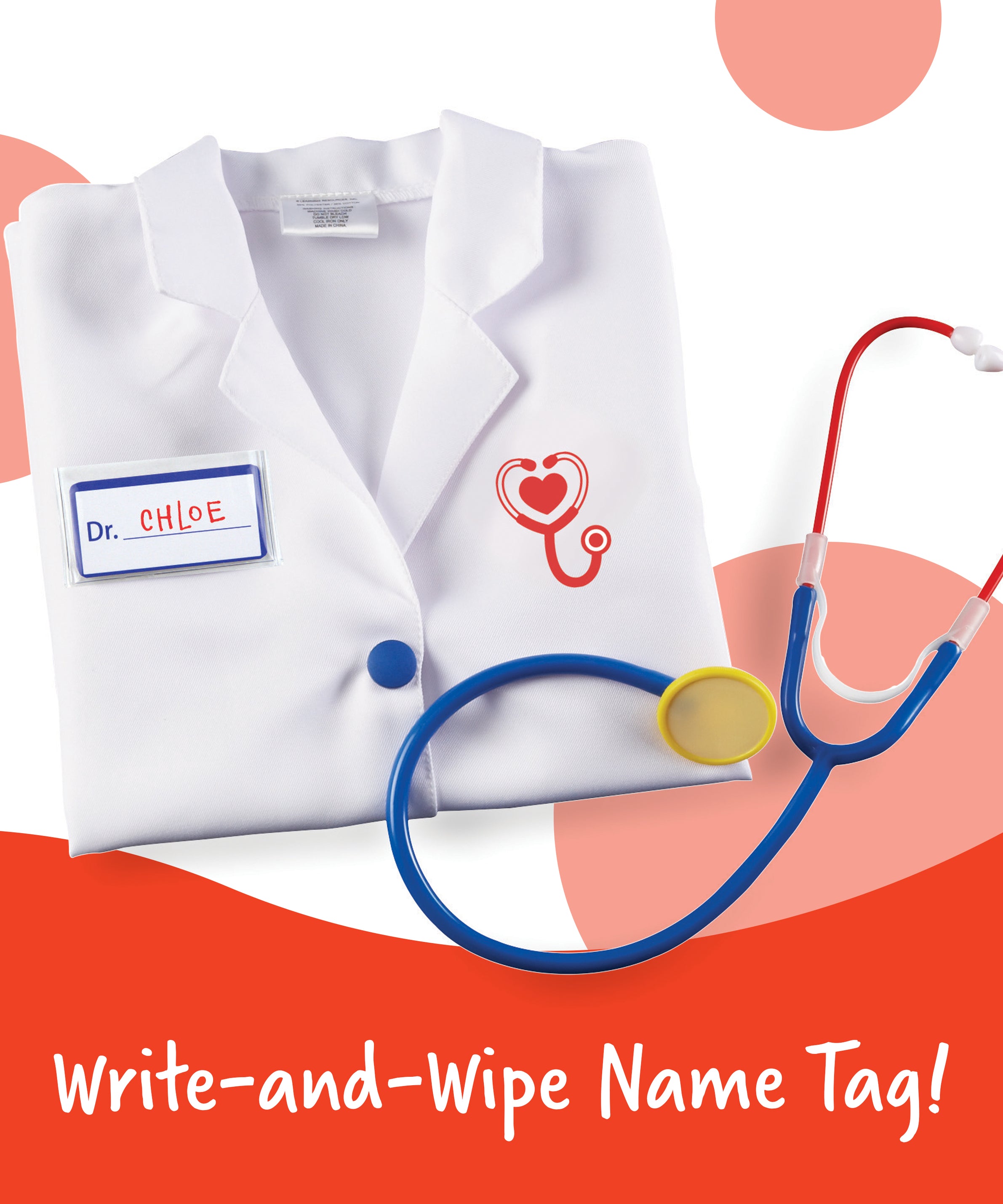 Learning Resources Doctor Play Set, Kids Doctor Costume with Coat, Stethoscope & Name Badge, Pretend Play Dress-Up for Ages 36