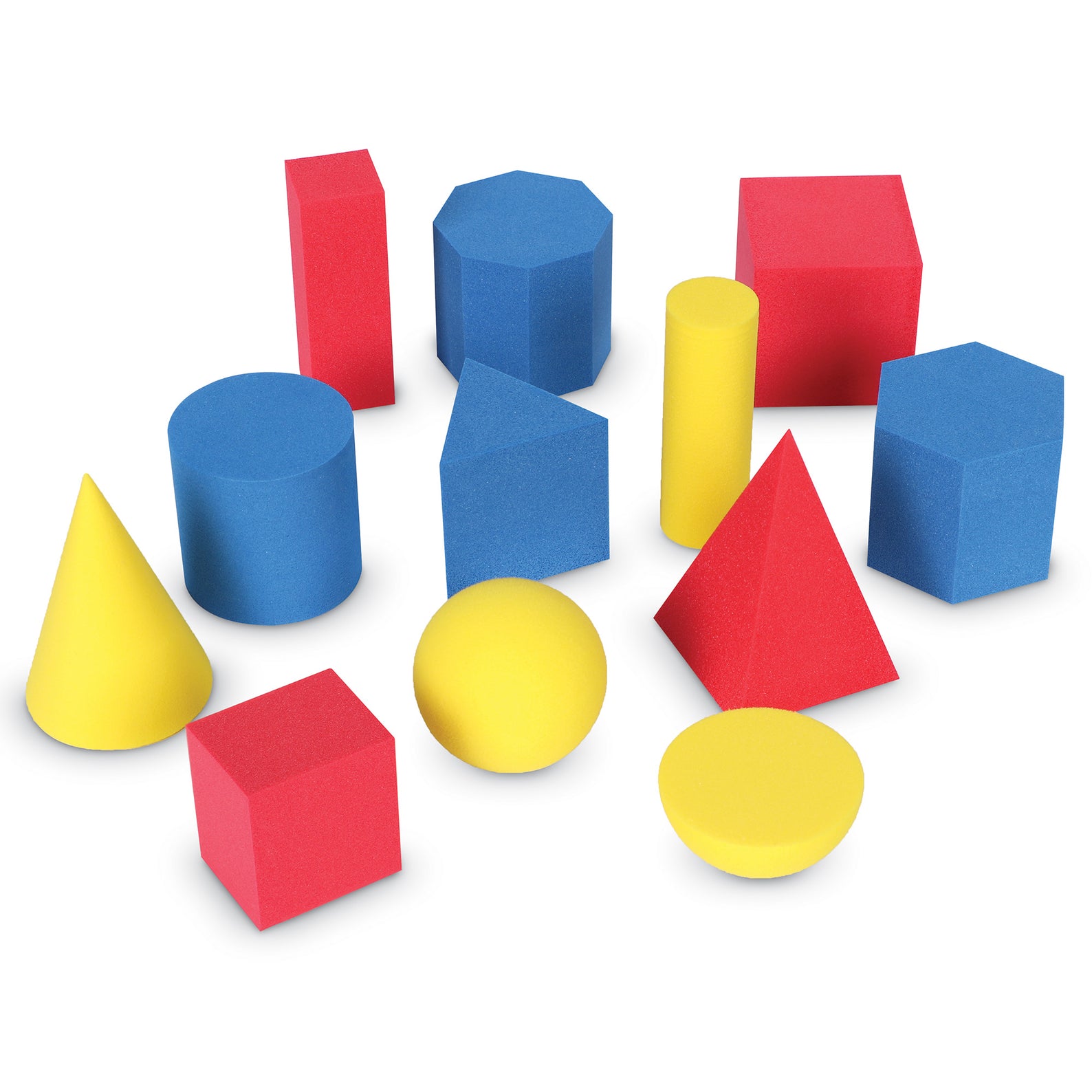 Learning Resources Hands-On Soft Geosolids, Soft Foam 3D Shapes, Set of 12, Ages 5+, Geometry Practice for Kids