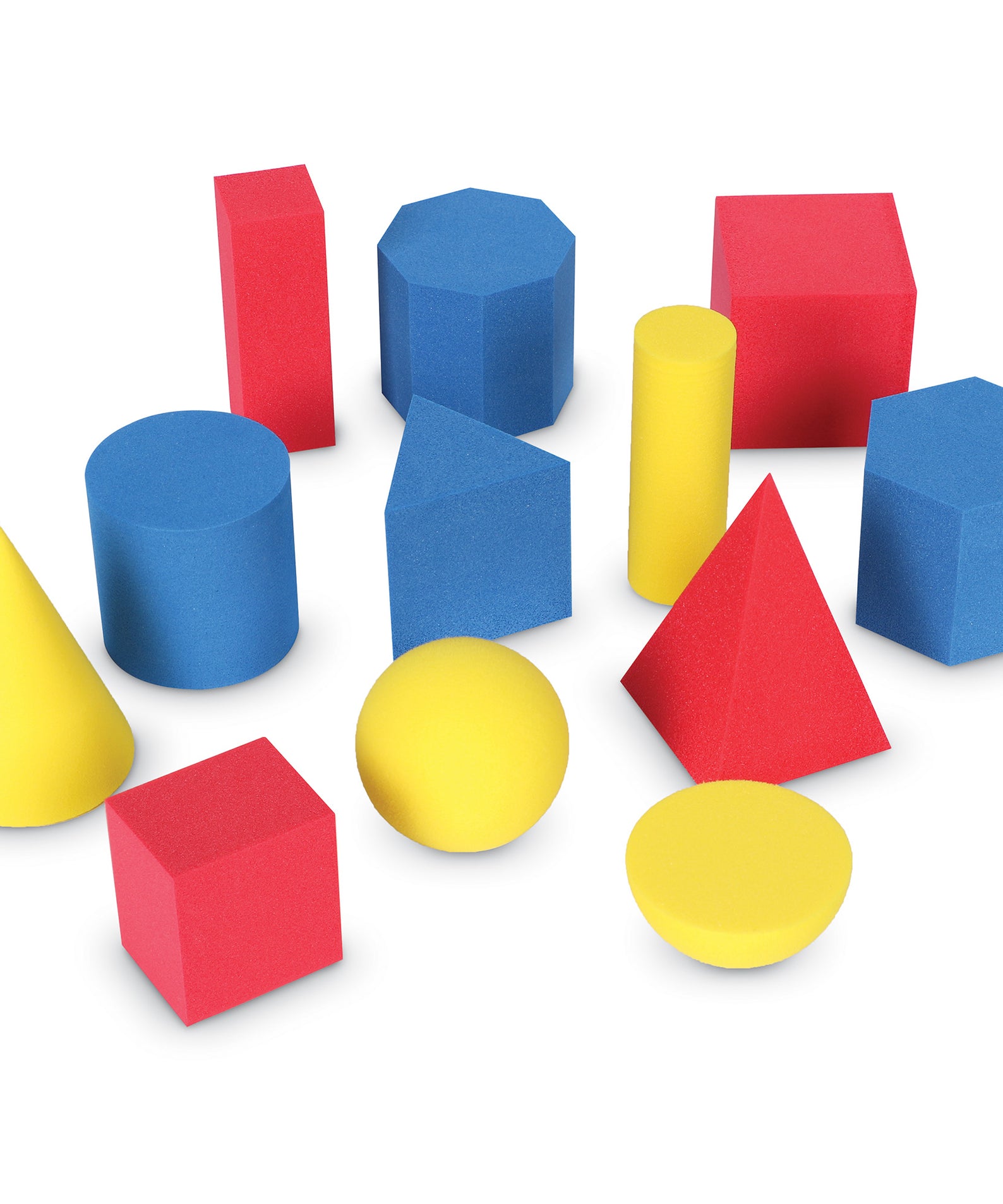 Learning Resources Hands-On Soft Geosolids, Soft Foam 3D Shapes, Set of 12, Ages 5+, Geometry Practice for Kids