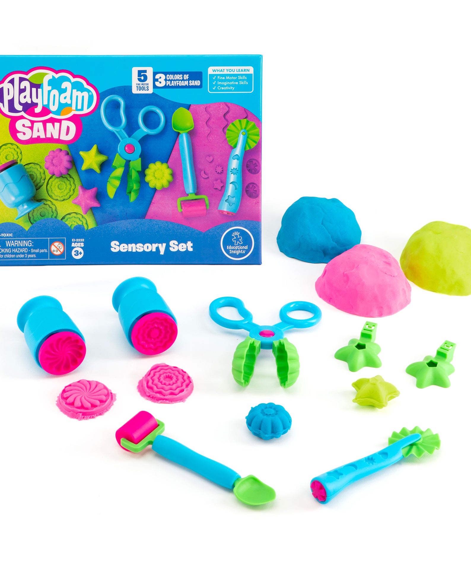 Learning Resources Playfoam Sand Sensory Set, Fine Motor Skill Development and Tactile Play, Never Dries Out, Includes Sensory Bin, Tools, and Playfoam Sand