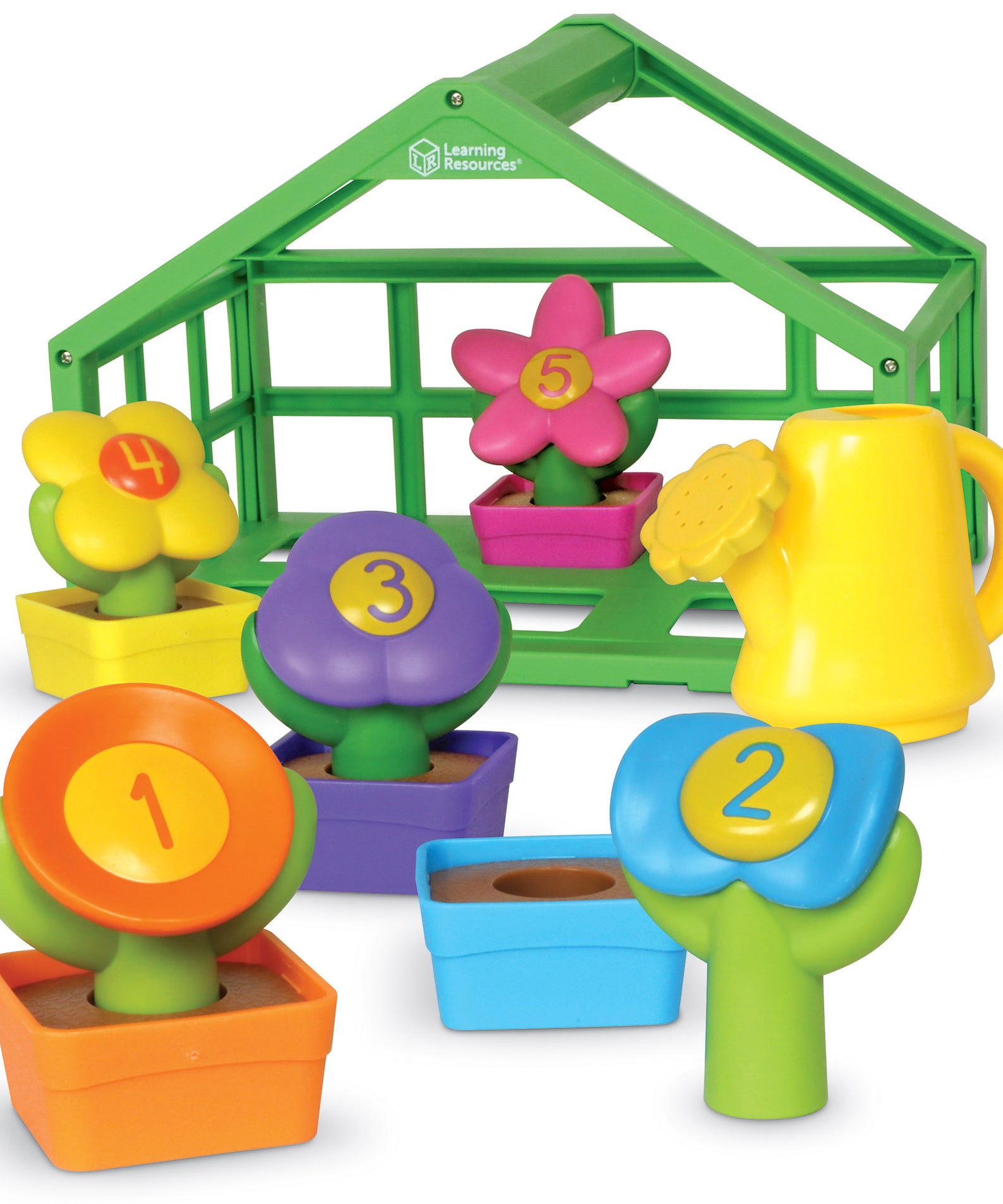 Learning Resources Growing Greenhouse Colour and Number Playset, Counting and Colour Matching Toy for Toddlers, Sustainable Preschool Toy Set for Ages 18 Months+