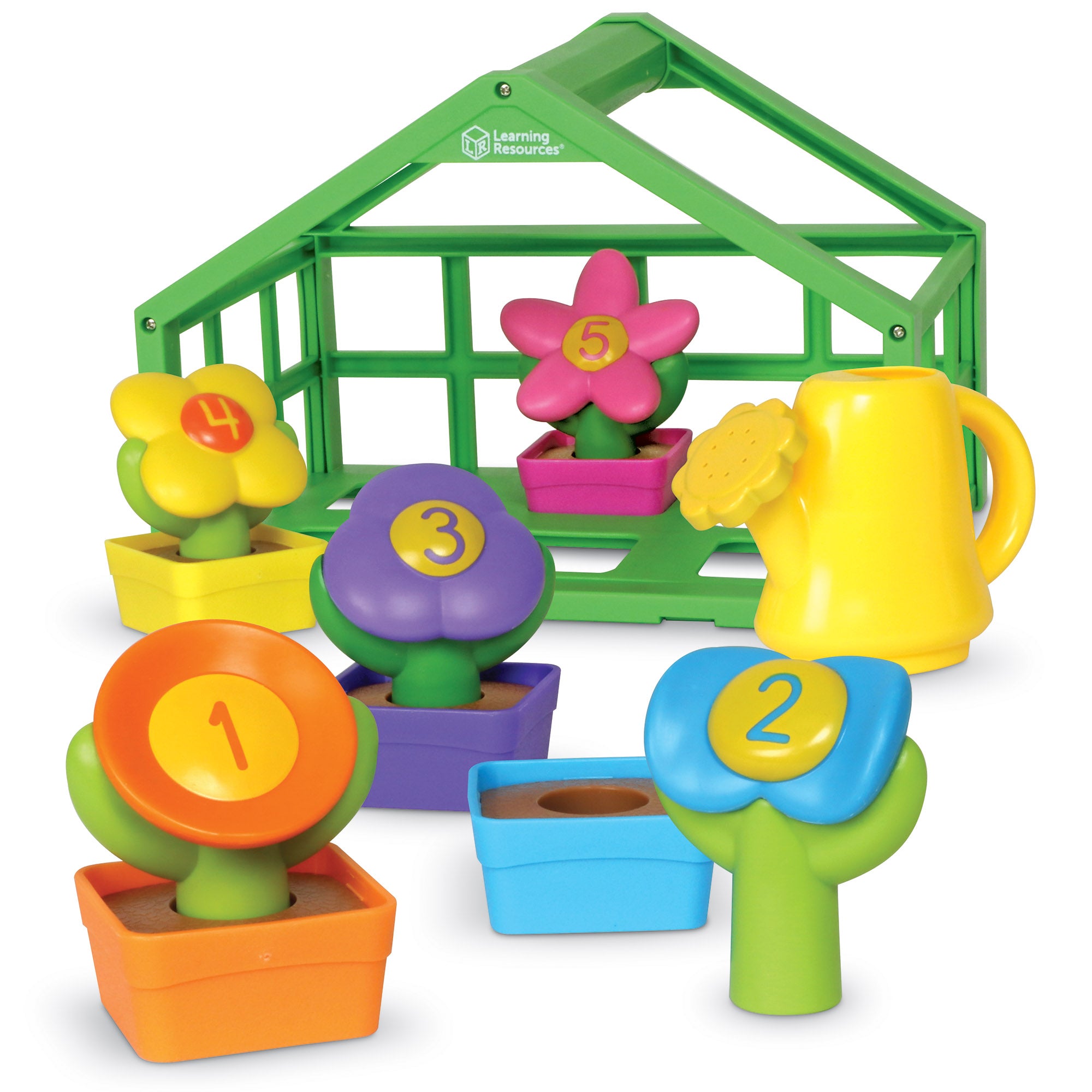 Learning Resources Growing Greenhouse Colour and Number Playset, Counting and Colour Matching Toy for Toddlers, Sustainable Preschool Toy Set for Ages 18 Months+