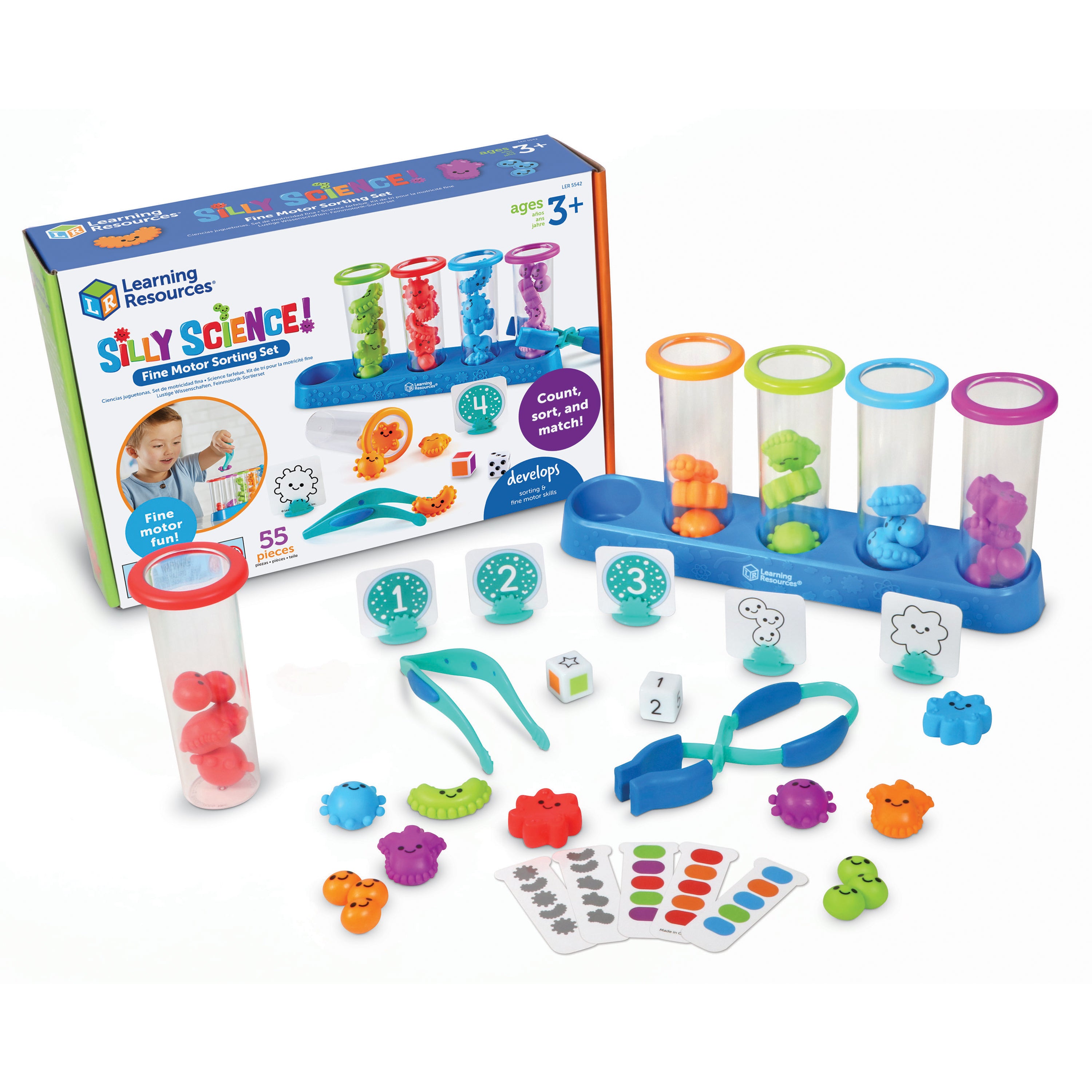 Learning Resources Silly Science Fine Motor Set, Fun Preschool STEM Toy for Sorting, Counting, and Motor Skill Development