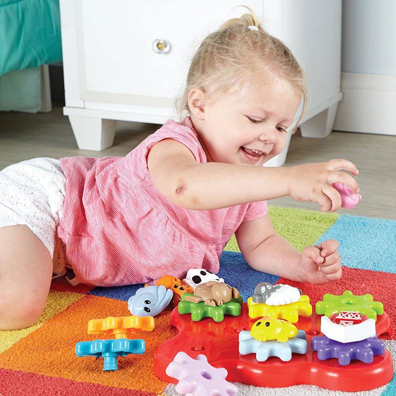 Learning Resources Barnyard Friends Build and Spin, Toddler Gear Toy with Farm Animal Pieces, Cause and Effect STEM Toy for Ages 2+