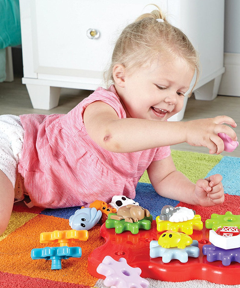 Learning Resources Barnyard Friends Build and Spin, Toddler Gear Toy with Farm Animal Pieces, Cause and Effect STEM Toy for Ages 2+