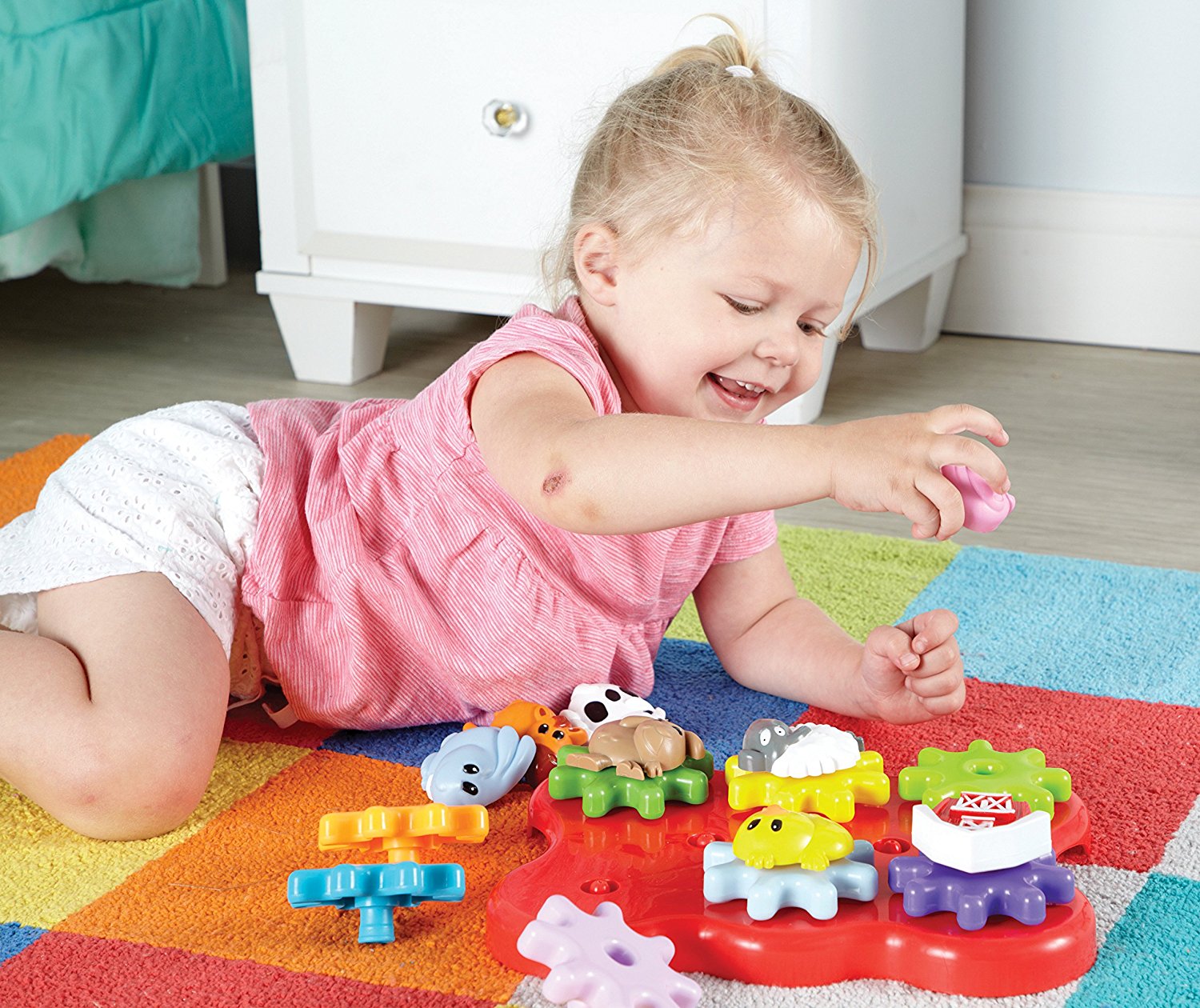 Learning Resources Barnyard Friends Build and Spin, Toddler Gear Toy with Farm Animal Pieces, Cause and Effect STEM Toy for Ages 2+