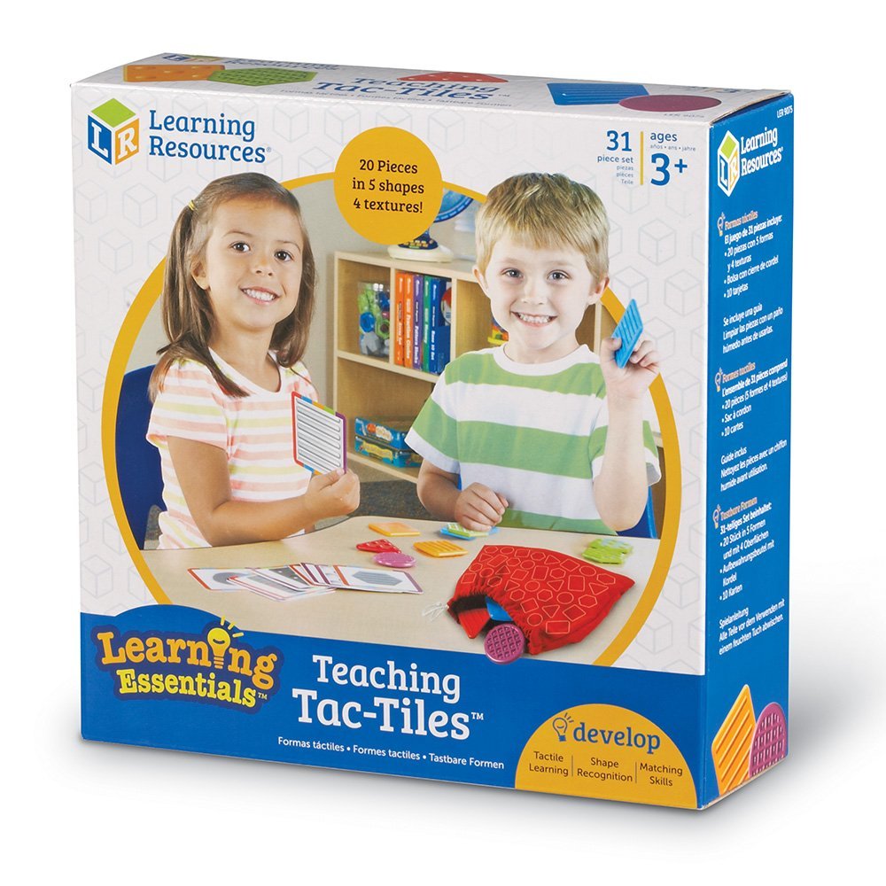 Learning Resources Teaching Tac-Tiles LER 9075, Tactile Learning Set for Early Development, Includes 20 Pieces, 10 Activity Cards, and Feely Bag for Sensory Play