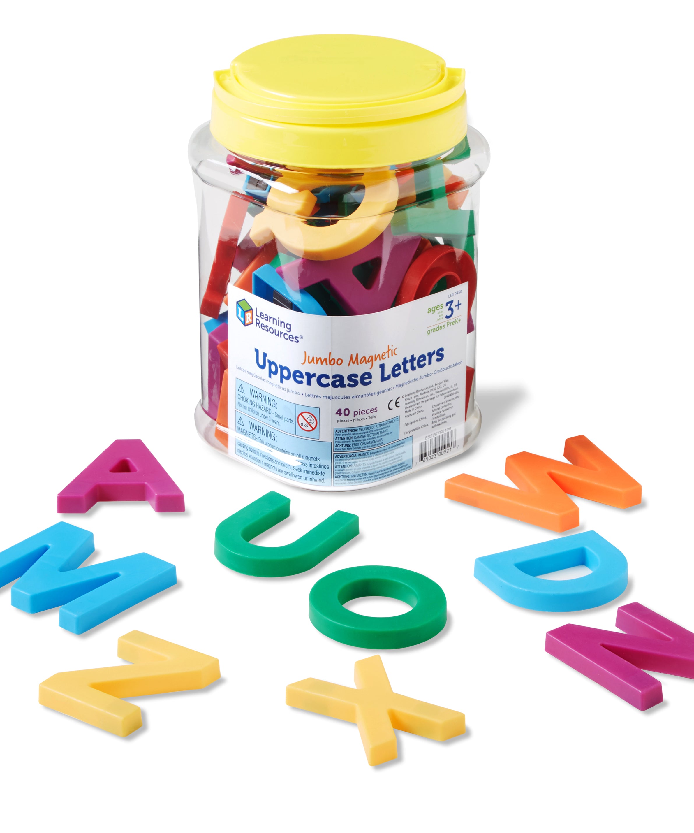 Learning Resources Jumbo Uppercase Magnetic Letters, 40-Piece Set for Early Literacy & Spelling, Large, Easy-to-Handle Alphabet Magnets, Ideal for Whiteboards & Fridges, Ages 3+