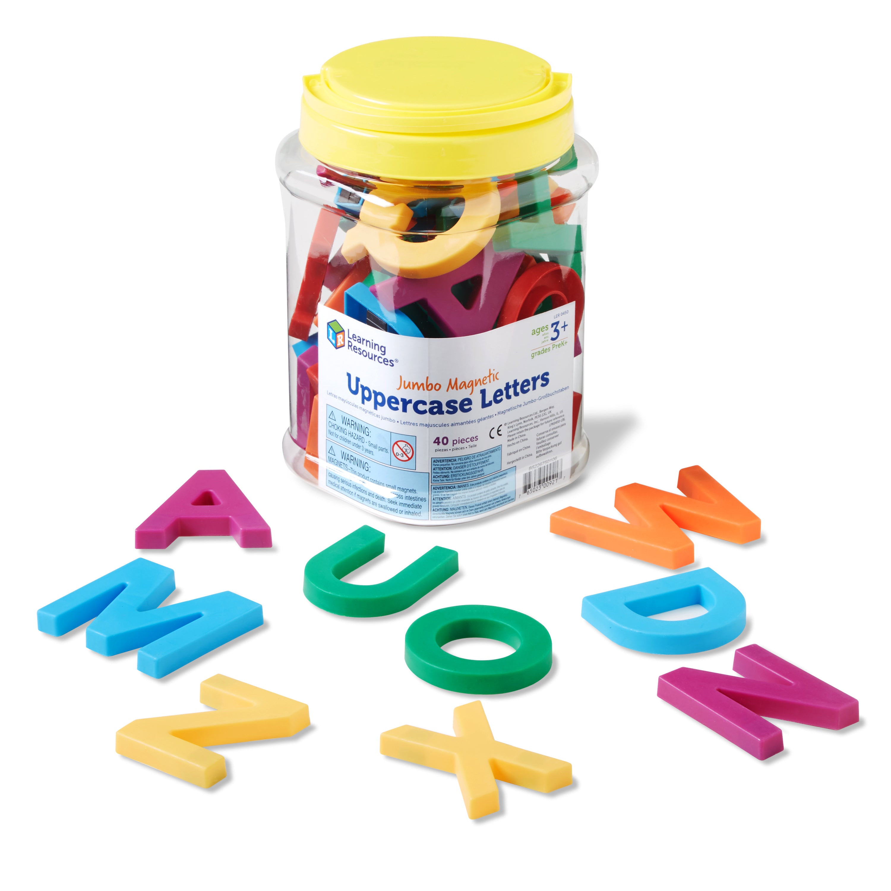 Learning Resources Jumbo Uppercase Magnetic Letters, 40-Piece Set for Early Literacy & Spelling, Large, Easy-to-Handle Alphabet Magnets, Ideal for Whiteboards & Fridges, Ages 3+