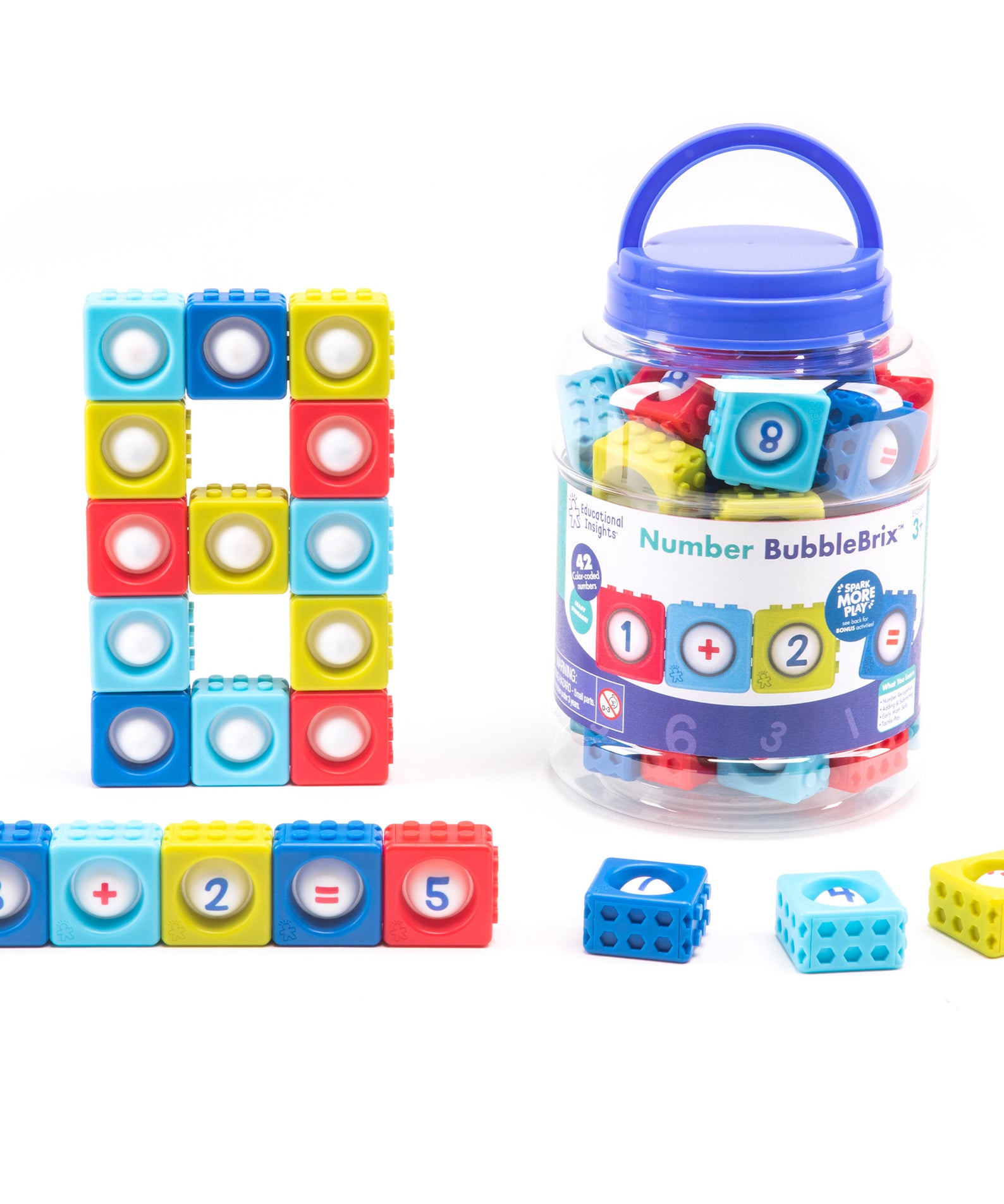 Learning Resources Number BubbleBrix, Sensory Math Toy with 42 Popper Bricks for Number Recognition and Counting, Fidget Learning for Preschoolers, Ages 3+