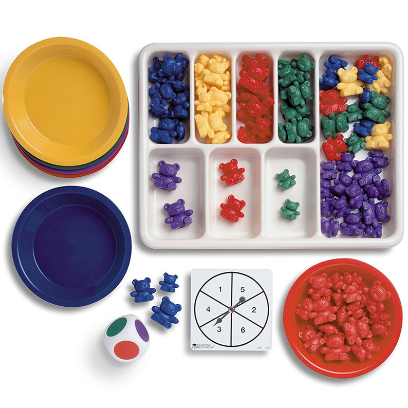 Learning Resources Three Bear Family Sort, Pattern & Play Activity Set, Compare Bears with Sorting Bowls, Dice, Spinner & Pattern Cards, Maths Counters for Early Years, Ages 3+