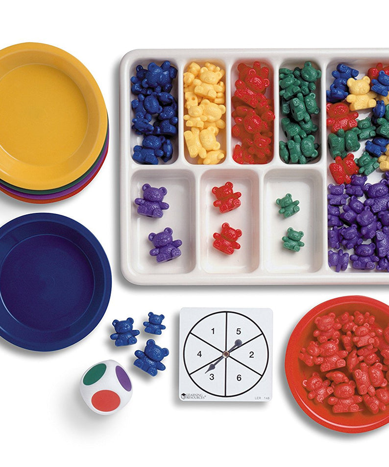Learning Resources Three Bear Family Sort, Pattern & Play Activity Set, Compare Bears with Sorting Bowls, Dice, Spinner & Pattern Cards, Maths Counters for Early Years, Ages 3+