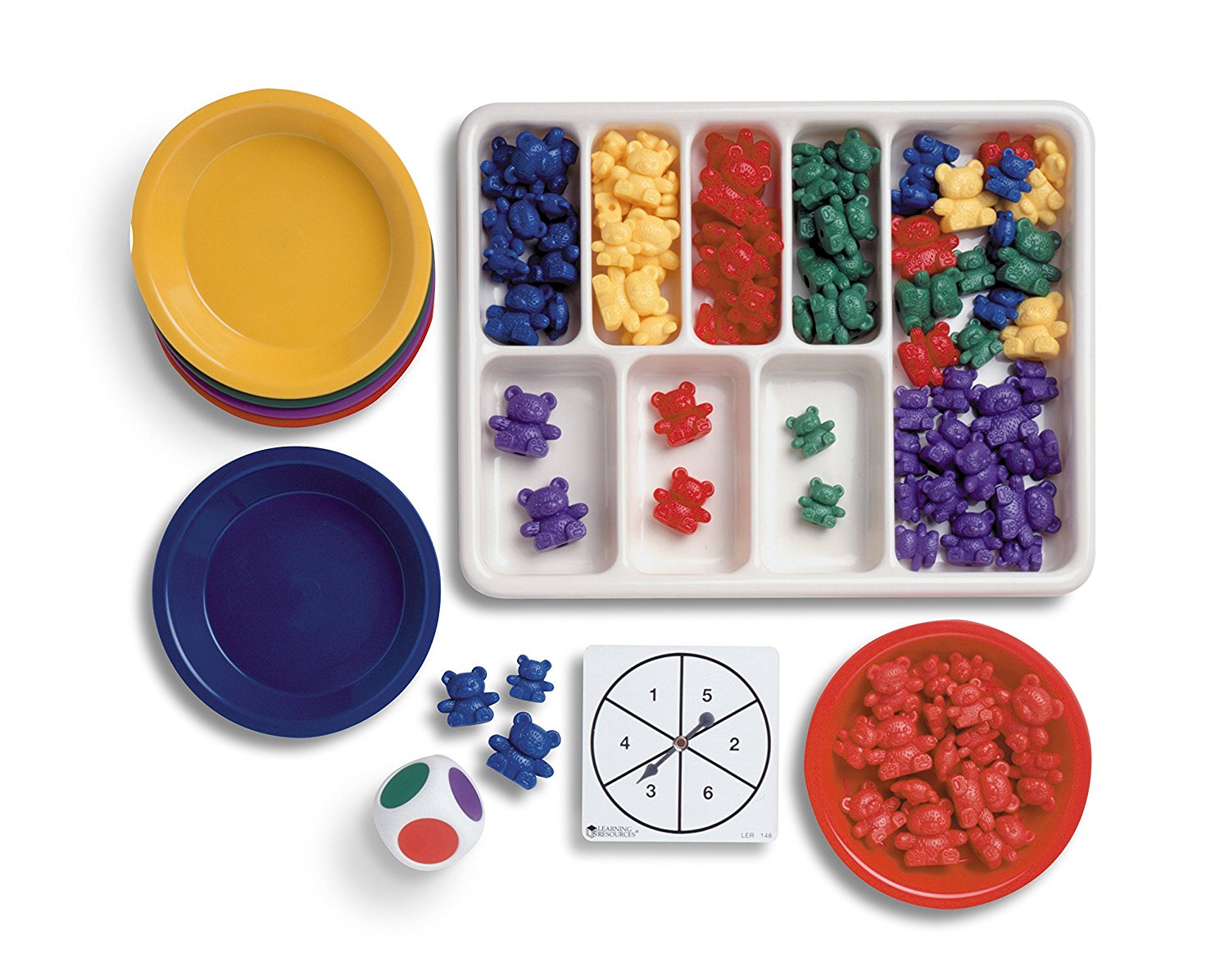 Learning Resources Three Bear Family Sort, Pattern & Play Activity Set, Compare Bears with Sorting Bowls, Dice, Spinner & Pattern Cards, Maths Counters for Early Years, Ages 3+