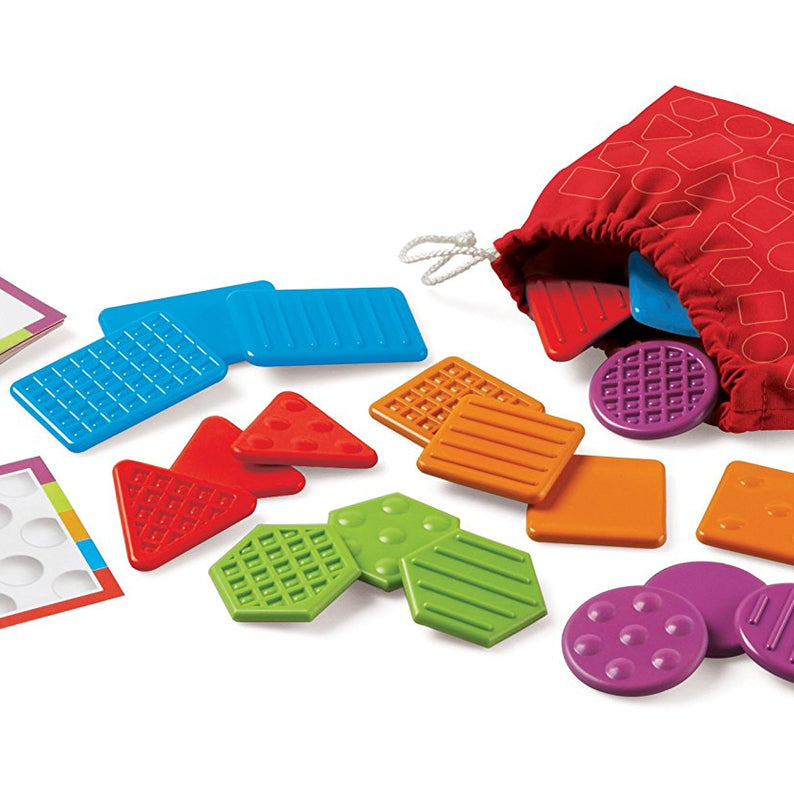 Learning Resources Teaching Tac-Tiles LER 9075, Tactile Learning Set for Early Development, Includes 20 Pieces, 10 Activity Cards, and Feely Bag for Sensory Play