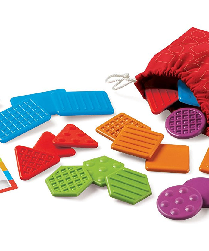 Learning Resources Teaching Tac-Tiles LER 9075, Tactile Learning Set for Early Development, Includes 20 Pieces, 10 Activity Cards, and Feely Bag for Sensory Play