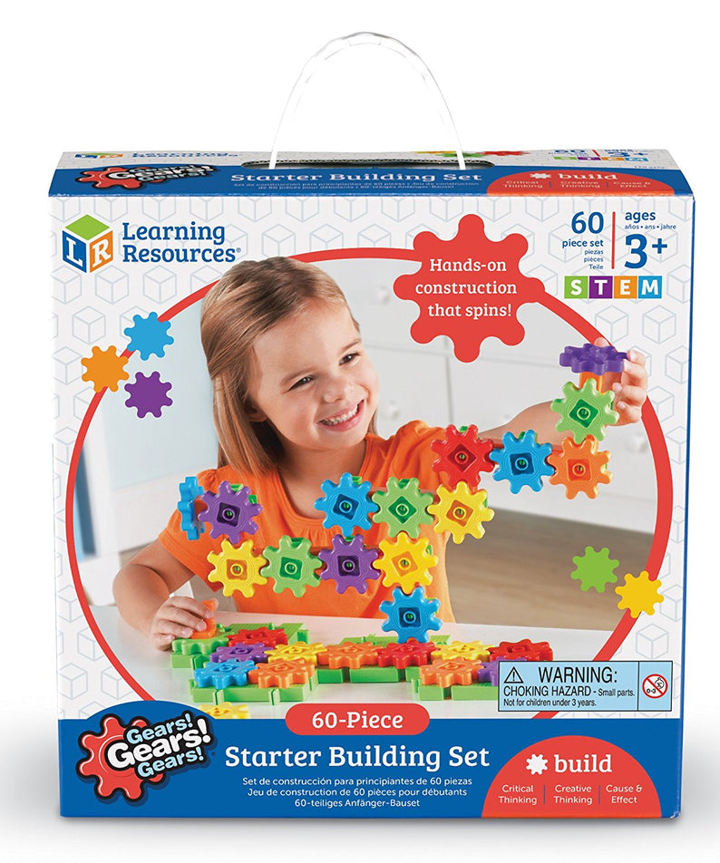 Learning Resources Gears Gears Gears New Colours, 60 Piece Building Set for STEM Learning, Compatible with All Gears Sets, Ages 3 Plus