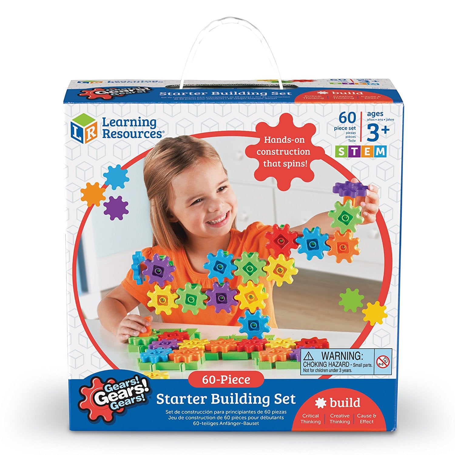 Learning Resources Gears Gears Gears New Colours, 60 Piece Building Set for STEM Learning, Compatible with All Gears Sets, Ages 3 Plus