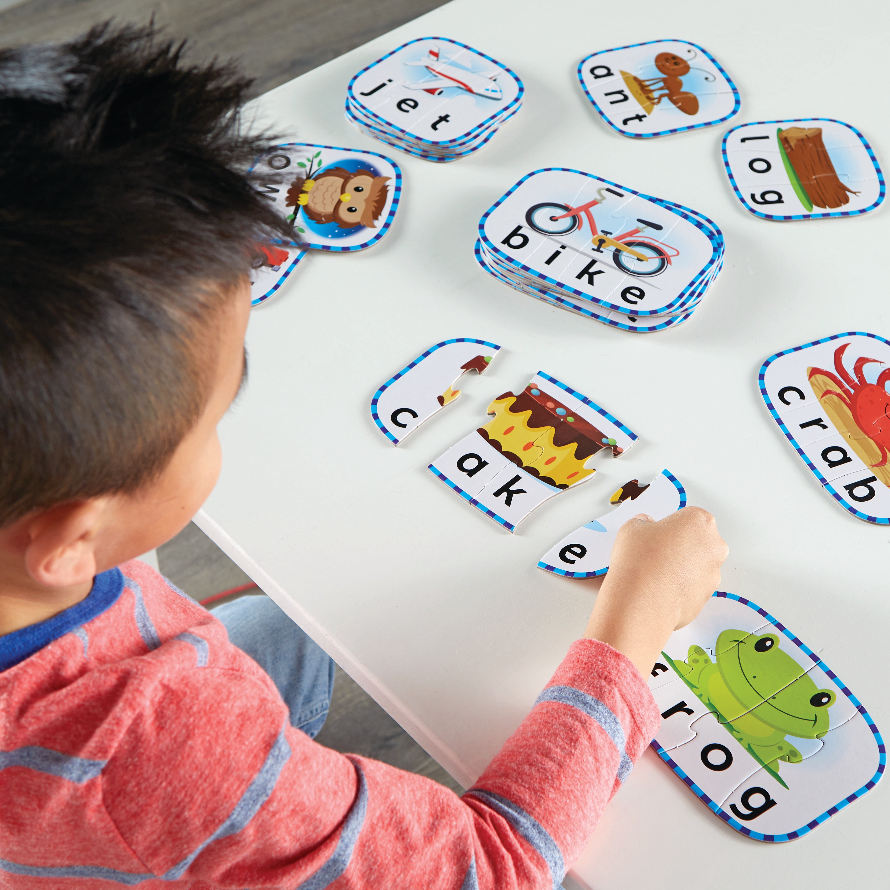 Learning Resources Spelling Puzzle Cards, 20 Self-Correcting Word Puzzles for Preschool and Early Literacy Skills, Ages 4+