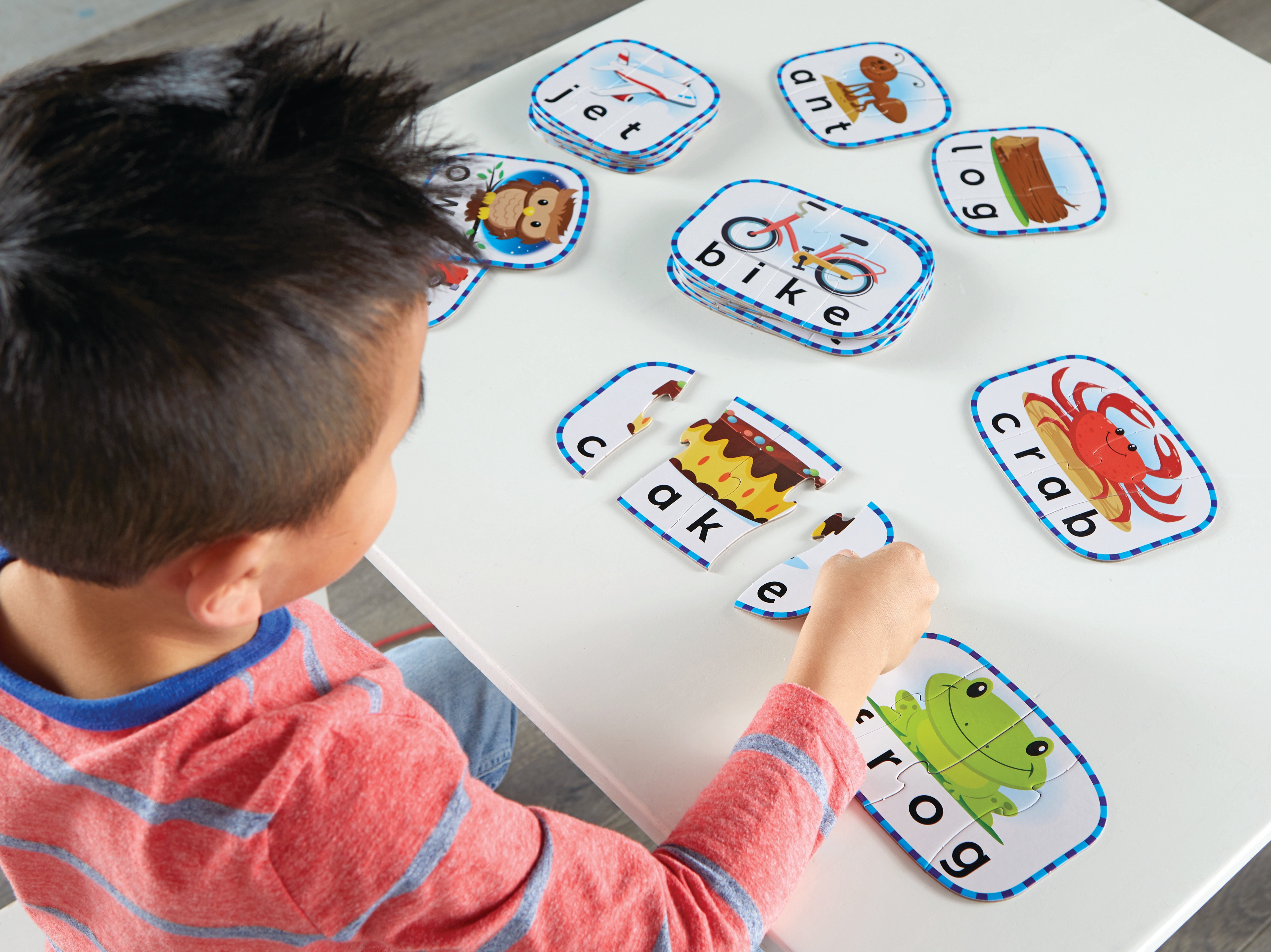 Learning Resources Spelling Puzzle Cards, 20 Self-Correcting Word Puzzles for Preschool and Early Literacy Skills, Ages 4+