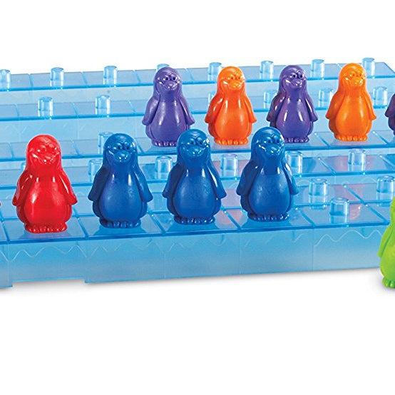 Learning Resources Penguins on Ice Math Activity Set, Hands-On Counting and Sorting Game for Kids, Includes 100 Colourful Penguin Counters and 10 Ice Bars
