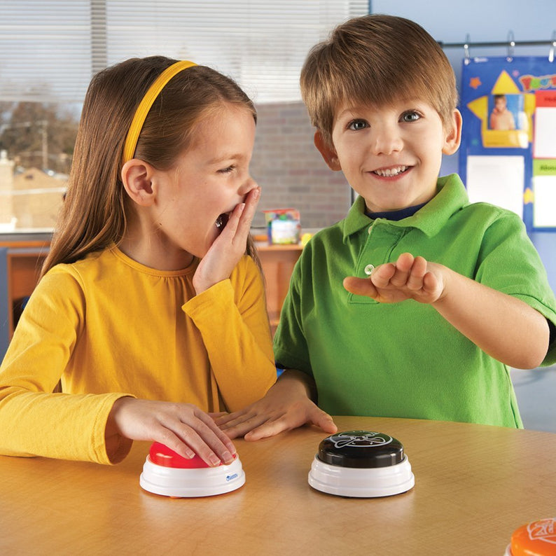Learning Resources Barnyard Answer Buzzers (Set of 4), Fun Farm Animal Sounds for Classroom or Family Game Night, Easy to Use for Kids Ages 3+ (Moo, Neigh, Bark, Cock-a-doodle-doo)