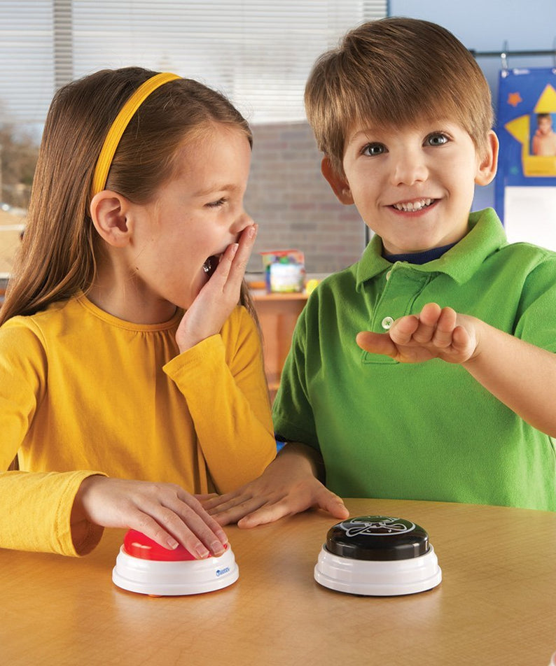 Learning Resources Barnyard Answer Buzzers (Set of 4), Fun Farm Animal Sounds for Classroom or Family Game Night, Easy to Use for Kids Ages 3+ (Moo, Neigh, Bark, Cock-a-doodle-doo)