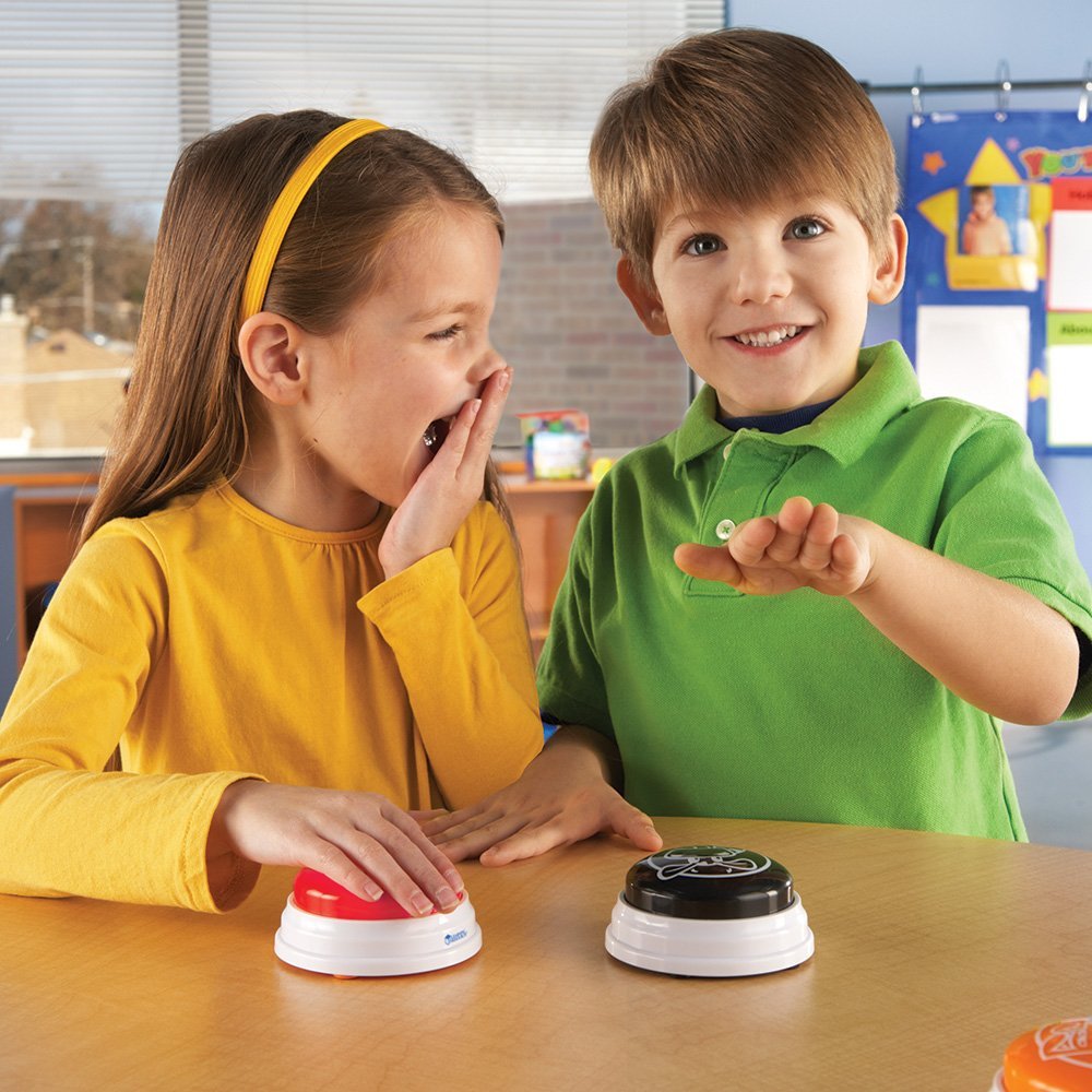 Learning Resources Barnyard Answer Buzzers (Set of 4), Fun Farm Animal Sounds for Classroom or Family Game Night, Easy to Use for Kids Ages 3+ (Moo, Neigh, Bark, Cock-a-doodle-doo)