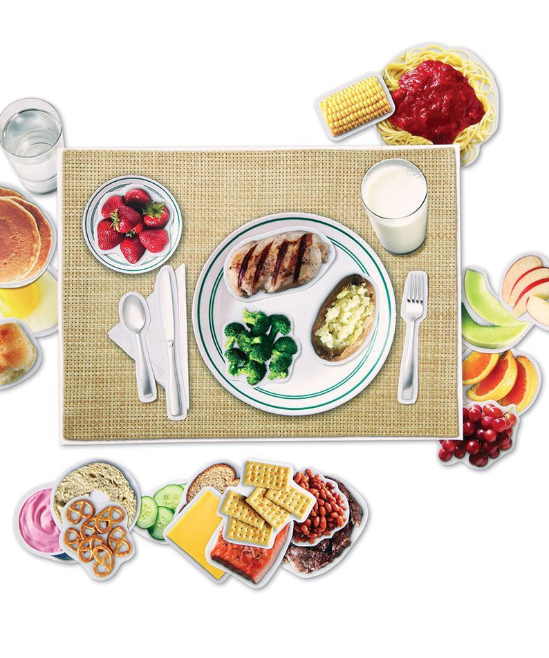 Learning Resources Magnetic Healthy Foods Set, 34 Realistic Food Magnets for Kids, Learn About 5 Food Groups with Write & Wipe Placemat, Educational Nutrition Toy for Ages 3+